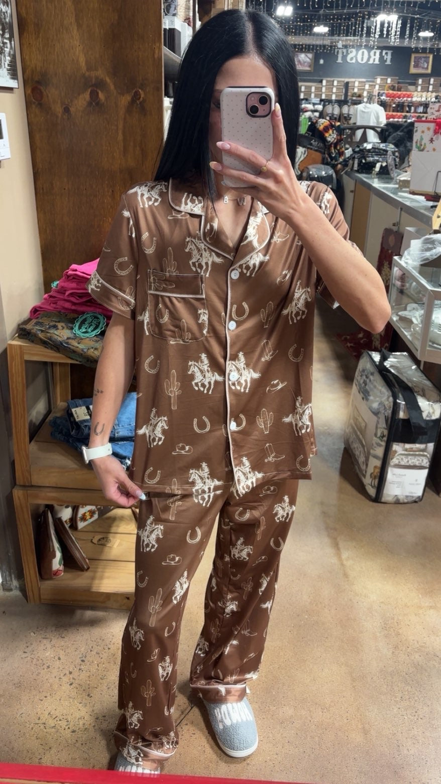 Brown Western PJ Set