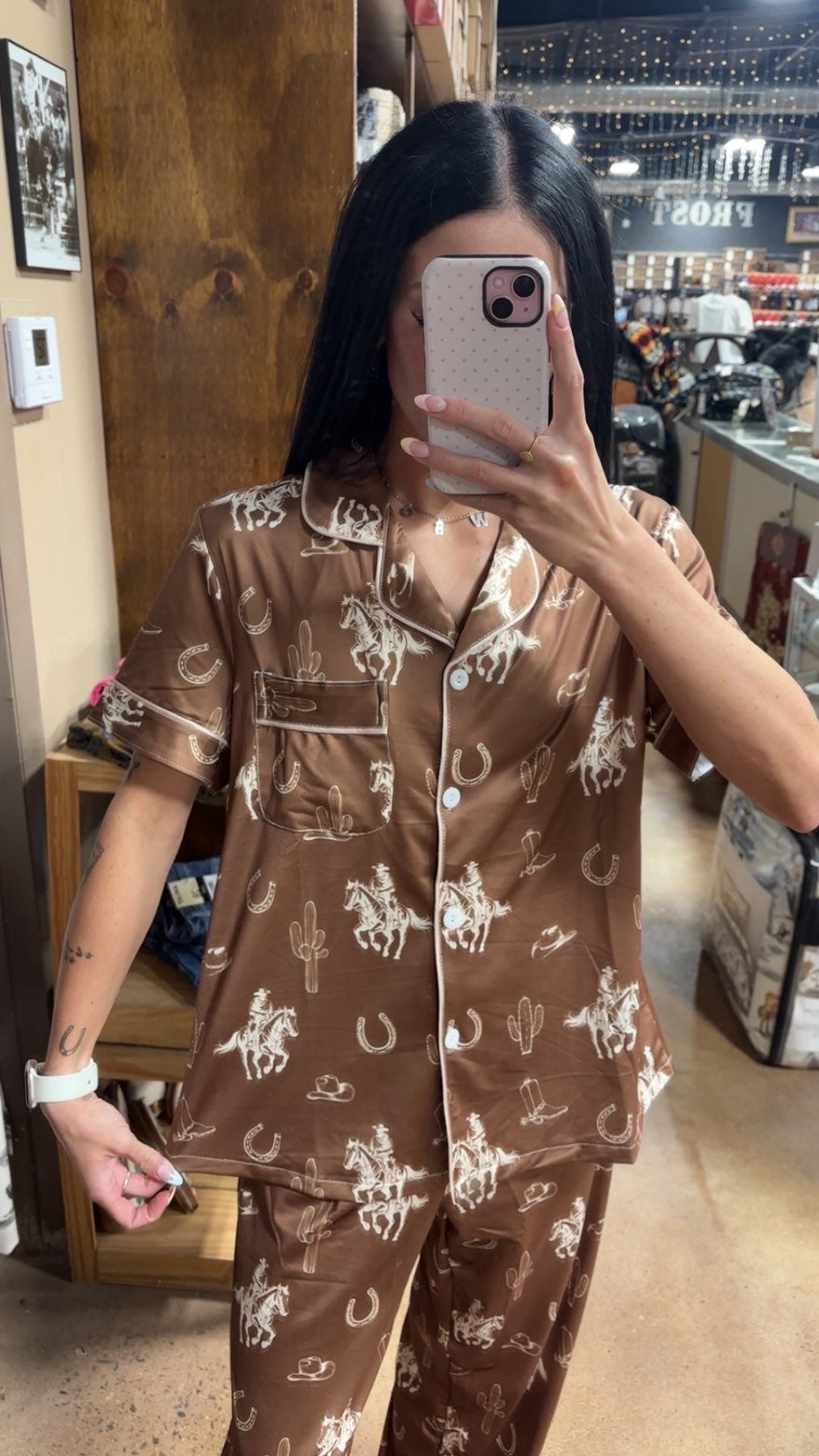 Brown Western PJ Set