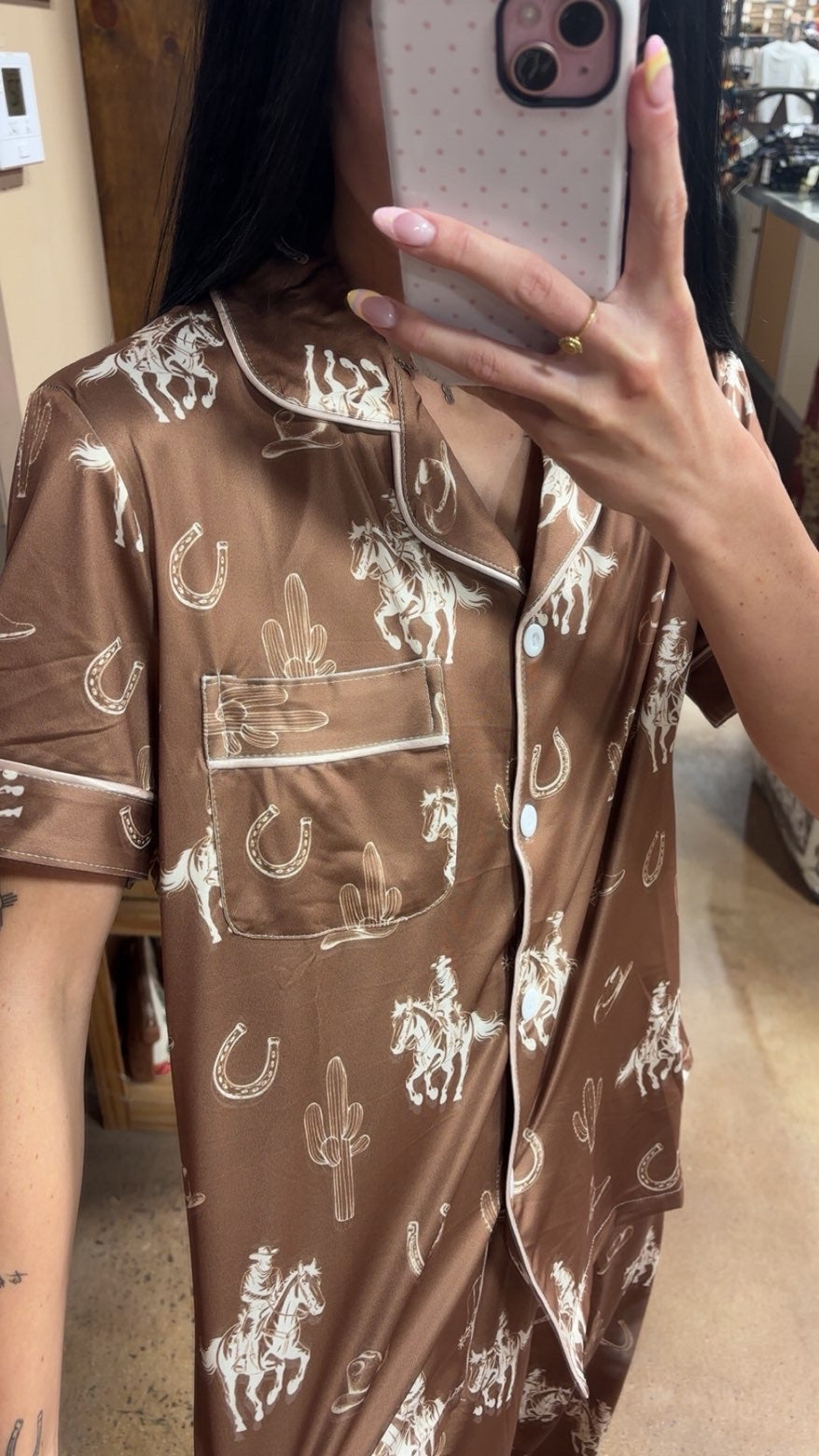 Brown Western PJ Set