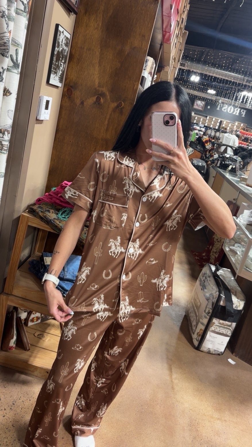 Brown Western PJ Set