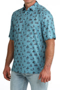 Bucking Bronc Teal Polo
