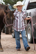 Dusty Plum Stripe Short Sleeve Snap Shirt