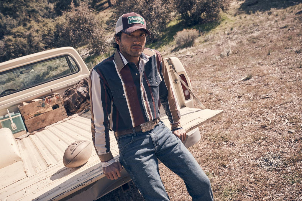 Wrangler BrushPopper Maroon/Navy/White Shirt