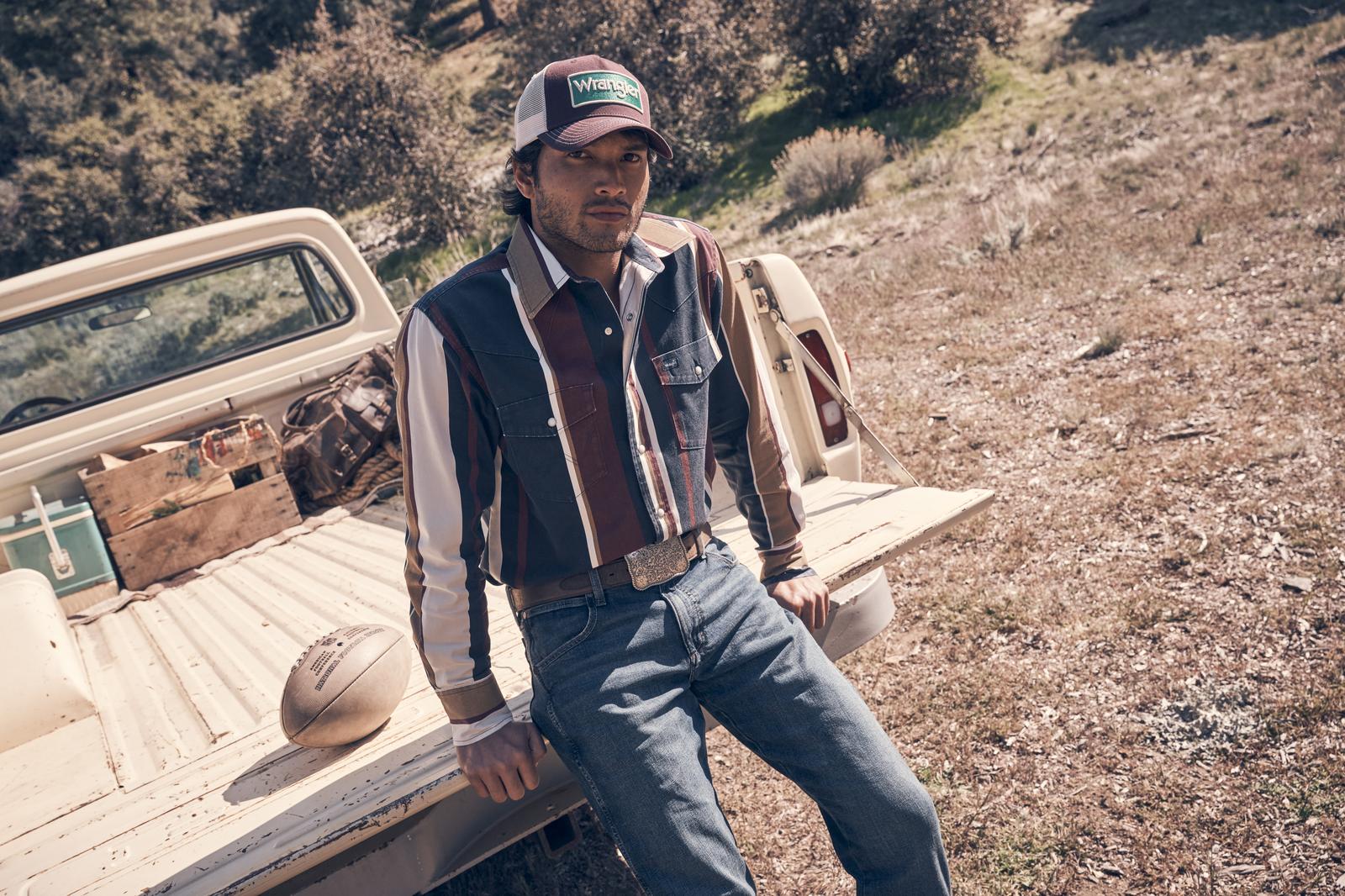 Wrangler BrushPopper Maroon/Navy/White Shirt