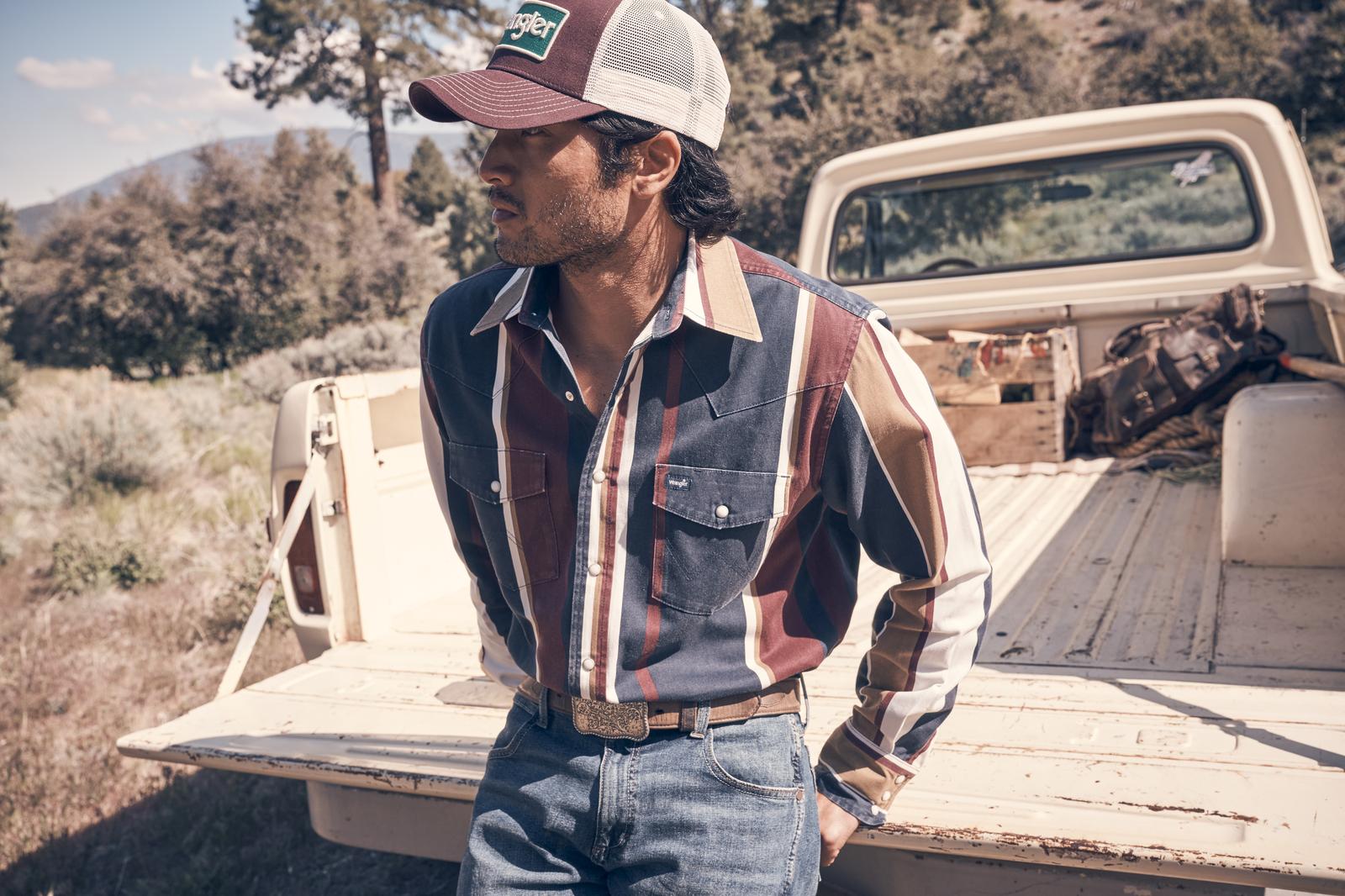 Wrangler BrushPopper Maroon/Navy/White Shirt