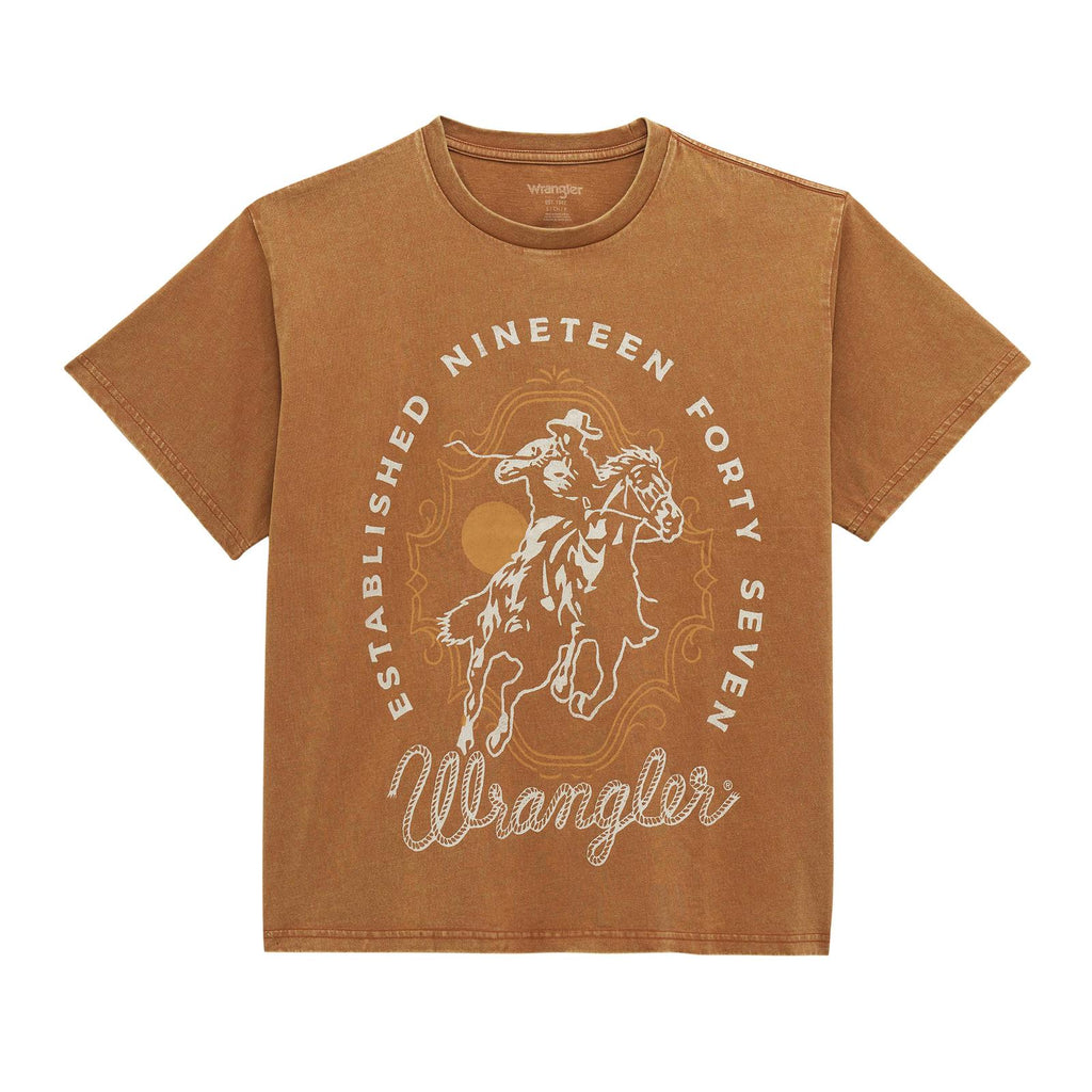 Wrangler 1947 Rodeo Graphic Boxy Tee – Camel