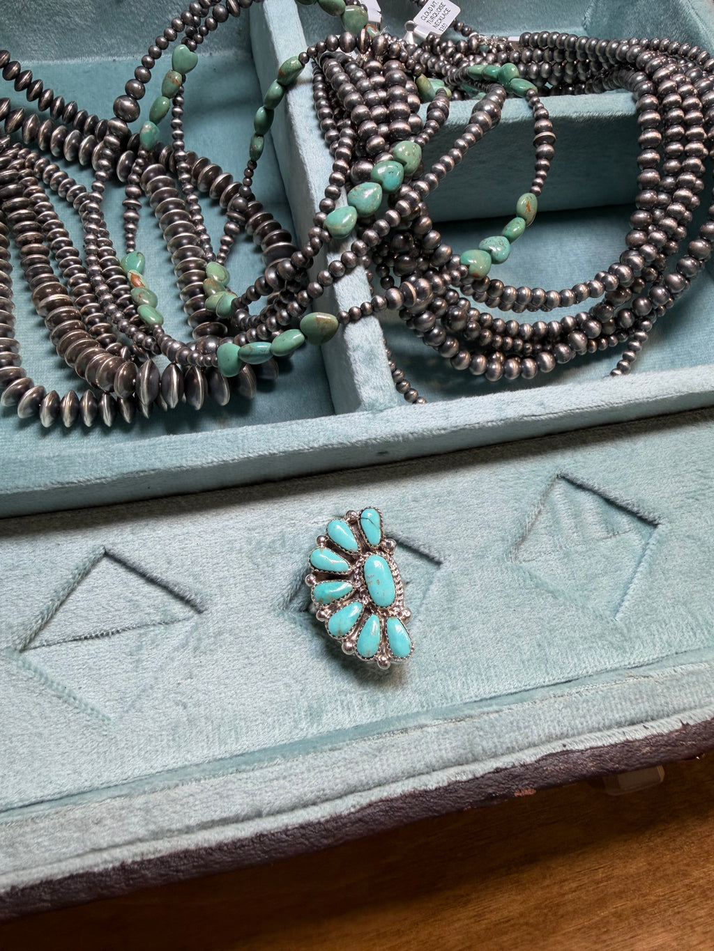 Kingman Sunburst Adjustable Turquoise Ring
