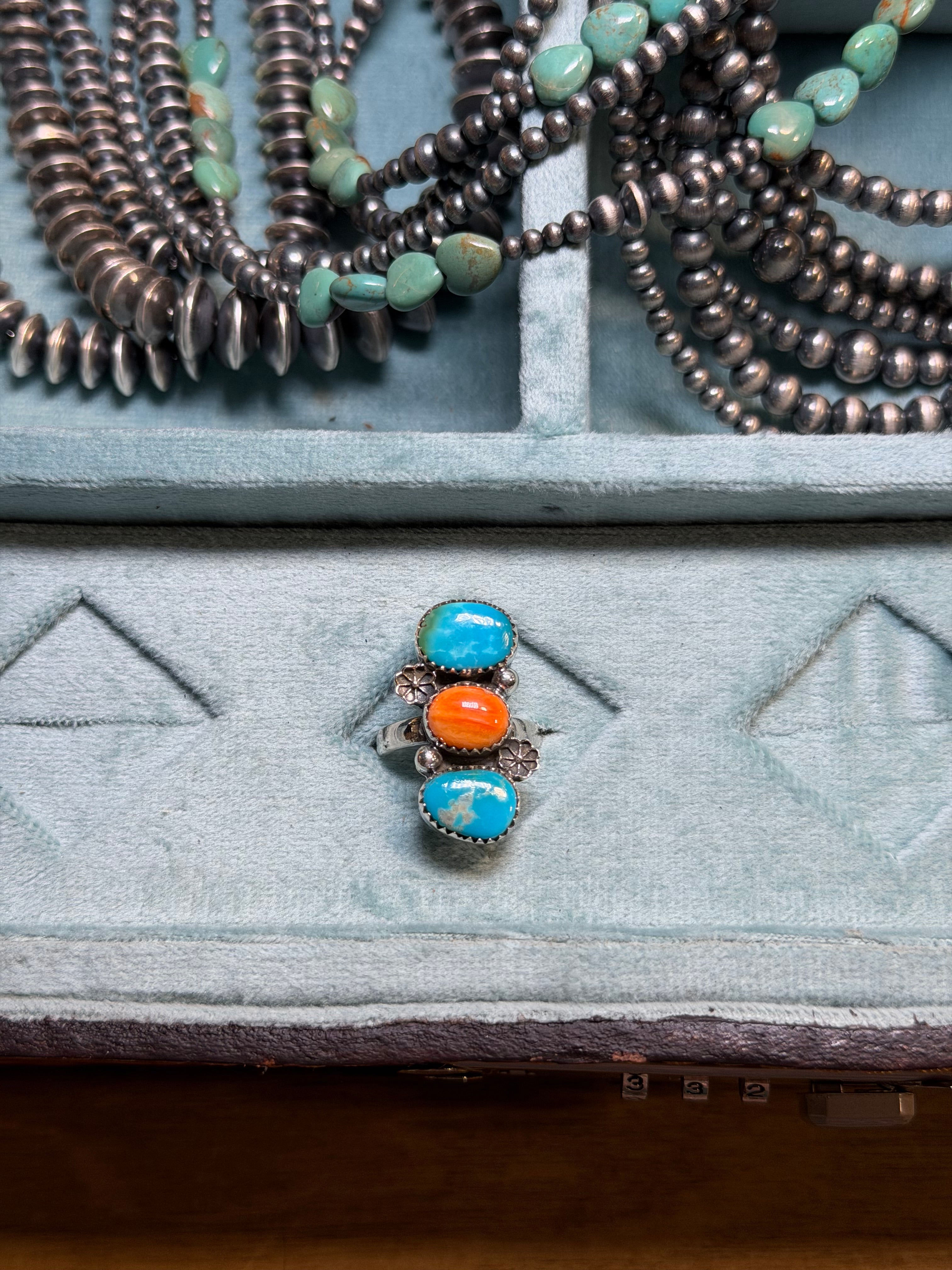 Desert Bloom Adjustable Turquoise Ring