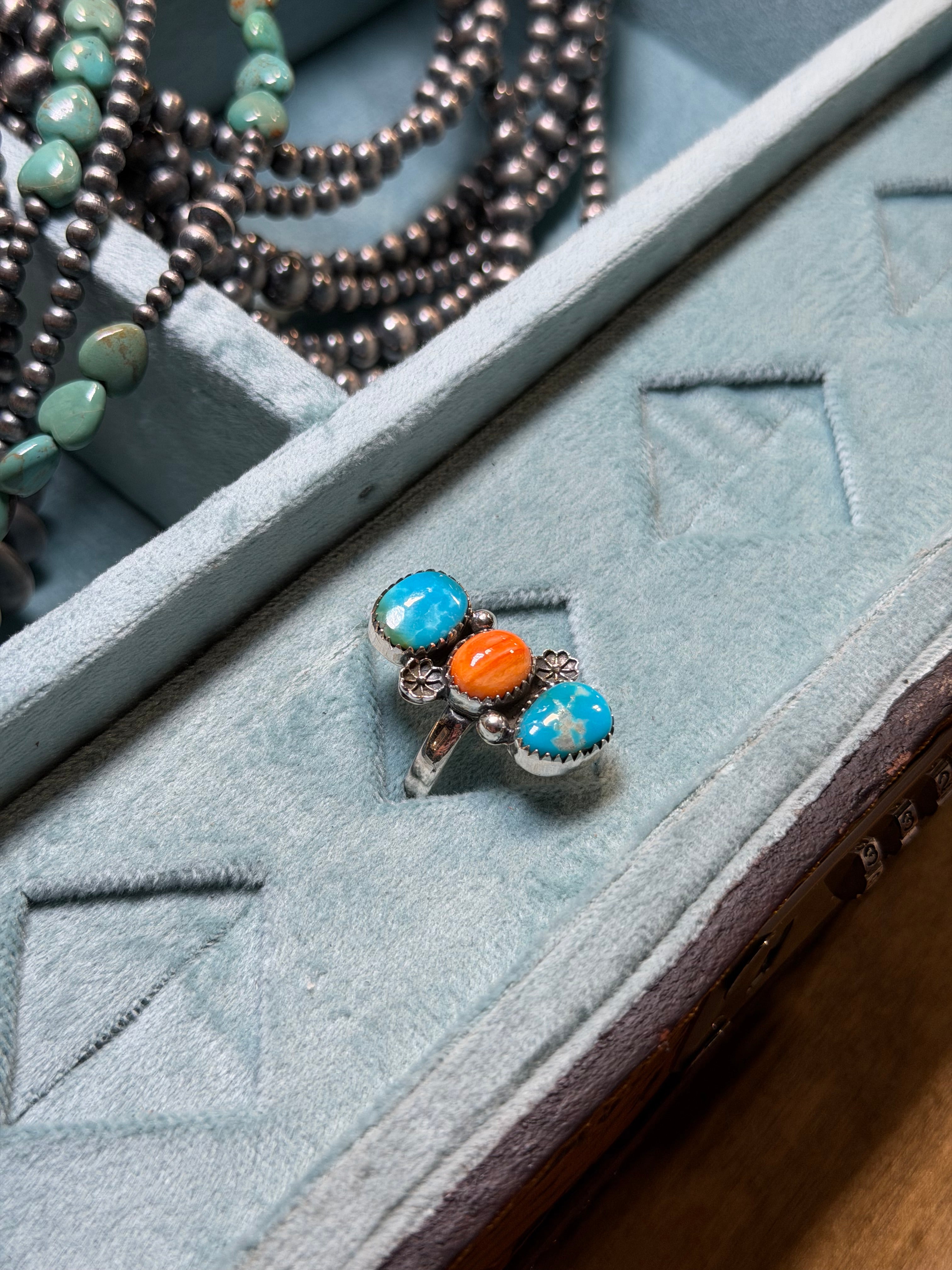 Desert Bloom Adjustable Turquoise Ring