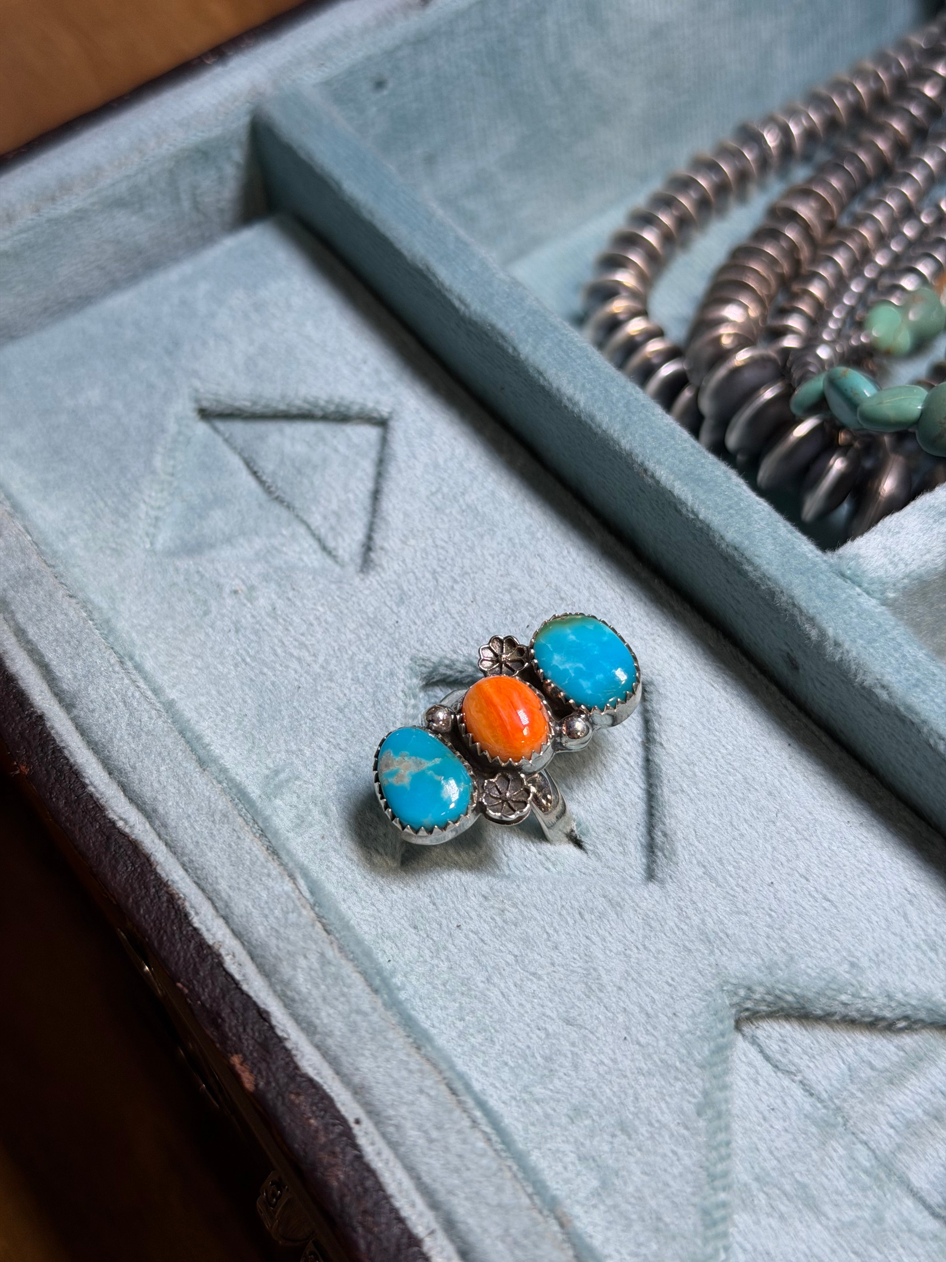 Desert Bloom Adjustable Turquoise Ring