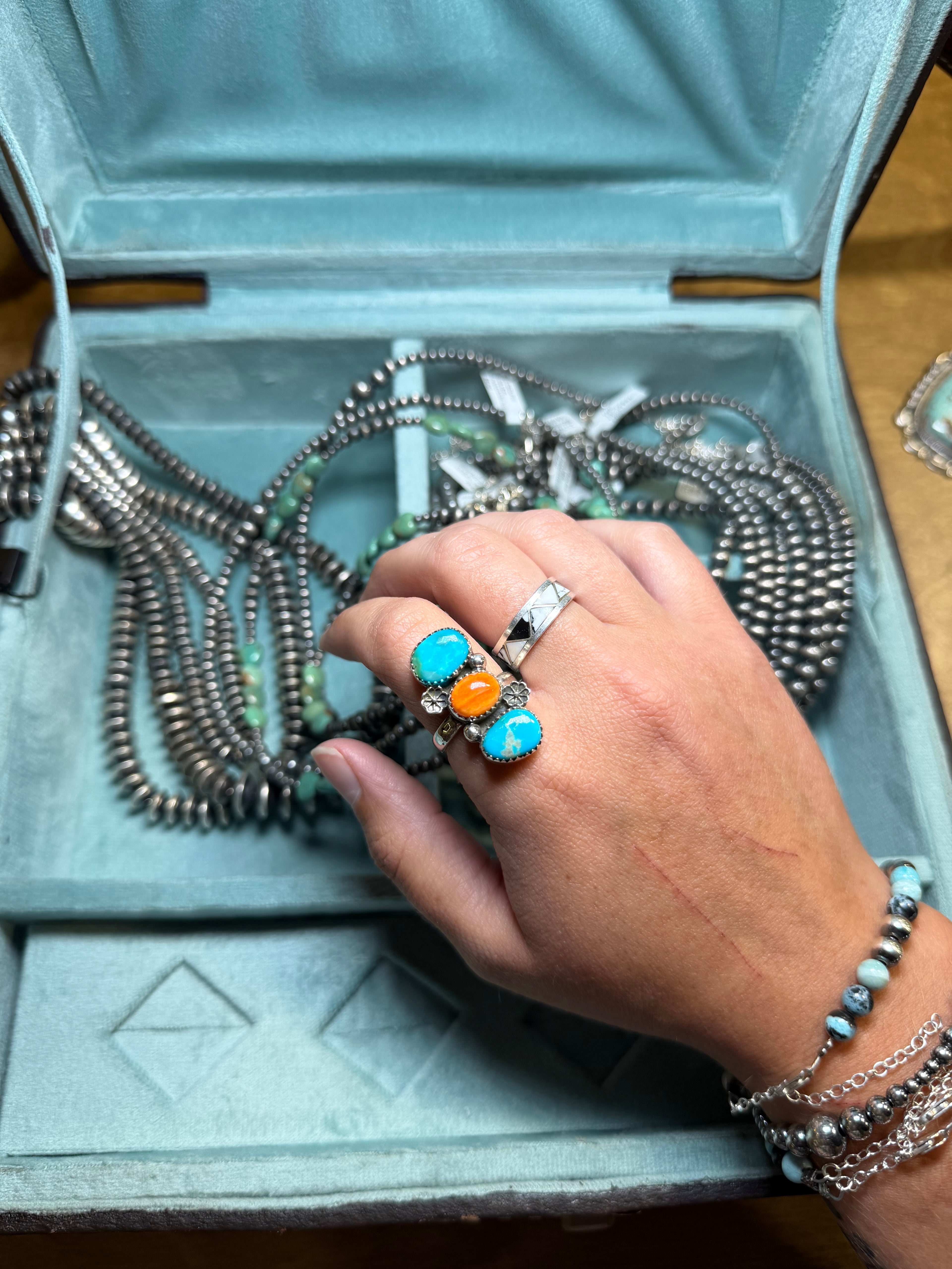 Desert Bloom Adjustable Turquoise Ring