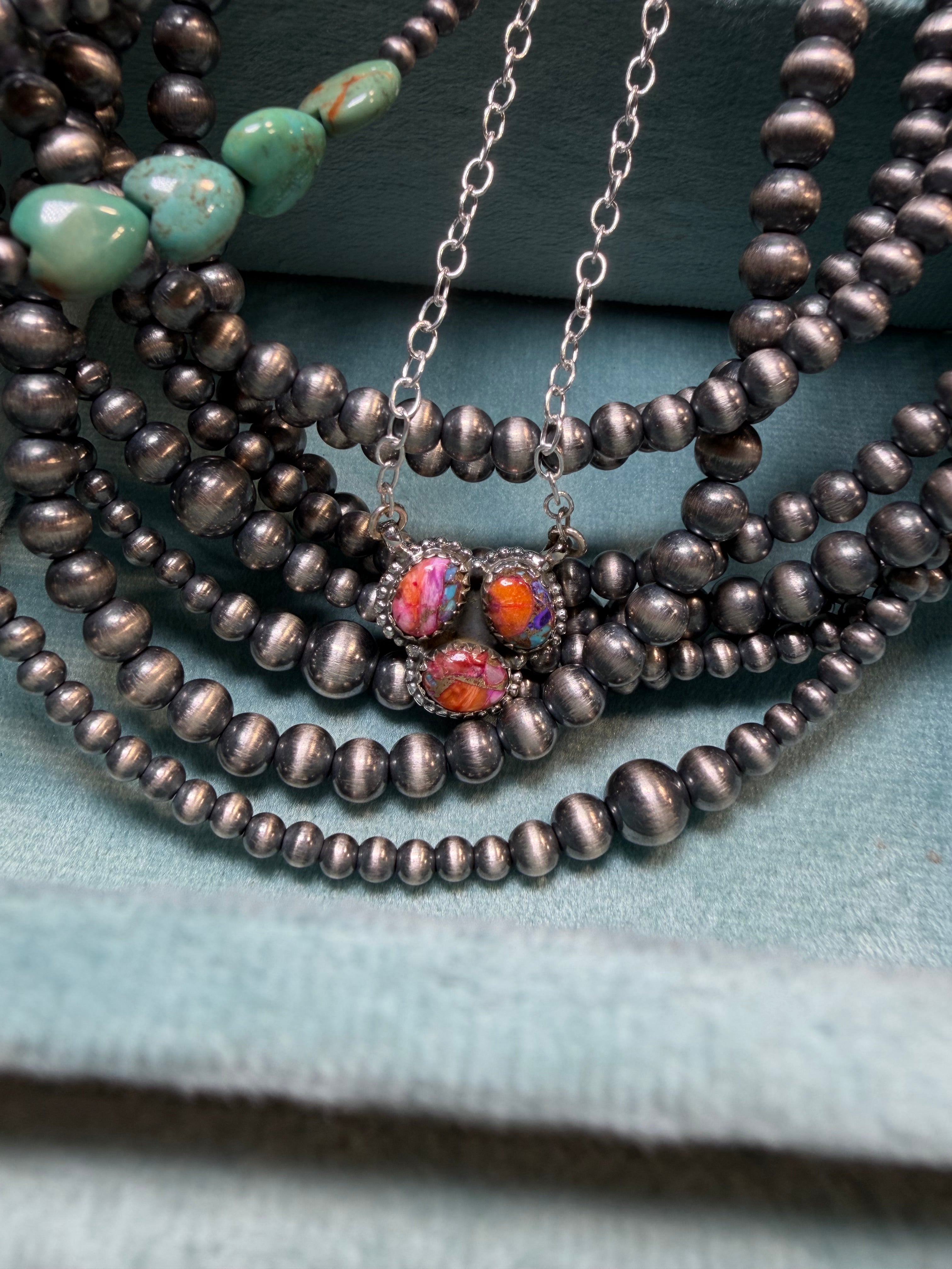 Desert Mosaic Three-Stone Necklace