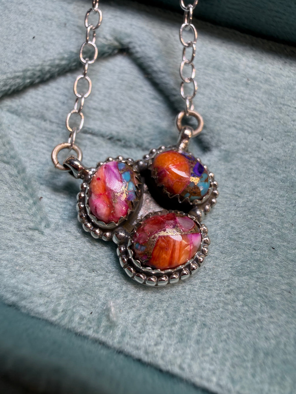 Desert Mosaic Three-Stone Necklace