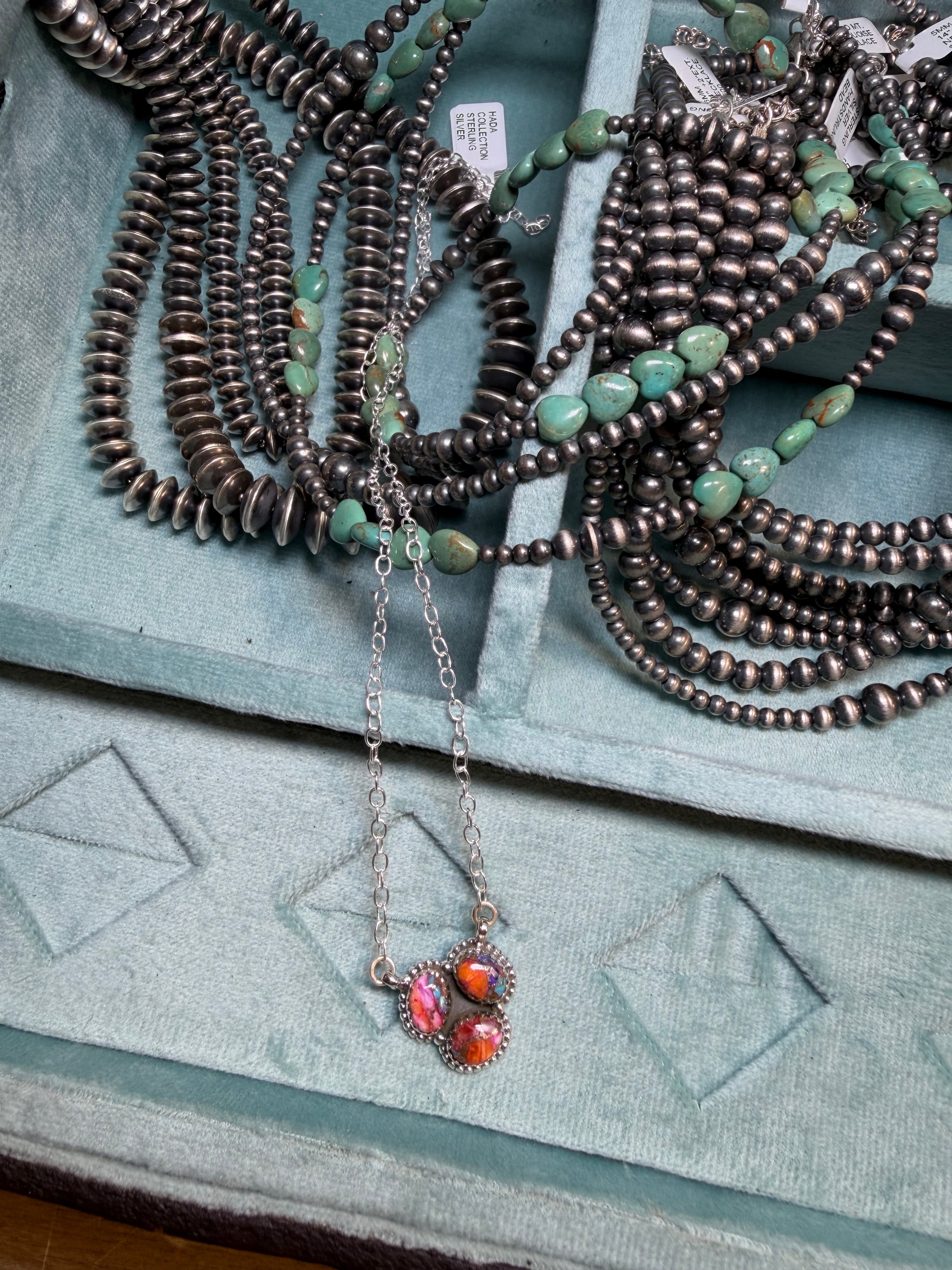 Desert Mosaic Three-Stone Necklace