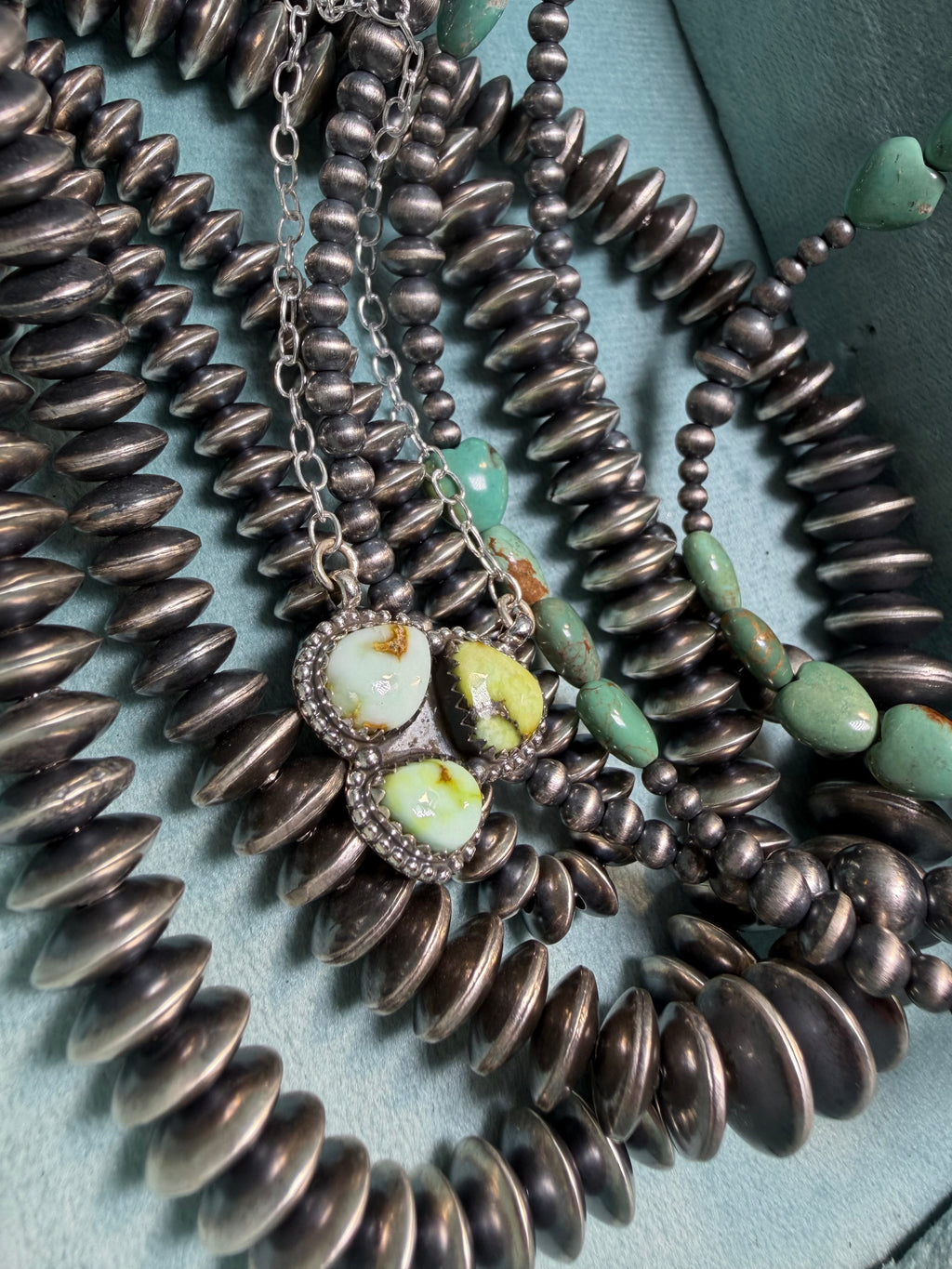Desert Mosaic Three-Stone Necklace