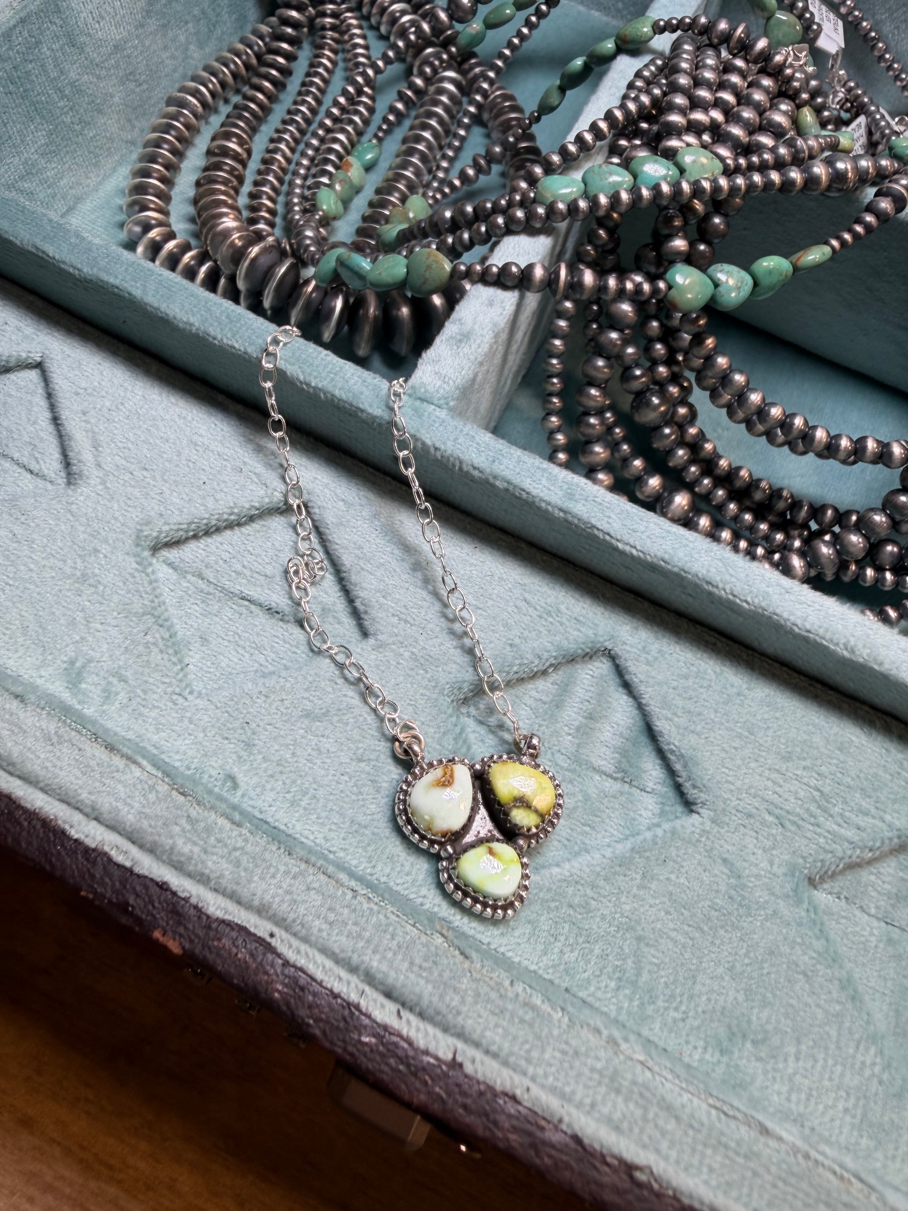 Desert Mosaic Three-Stone Necklace