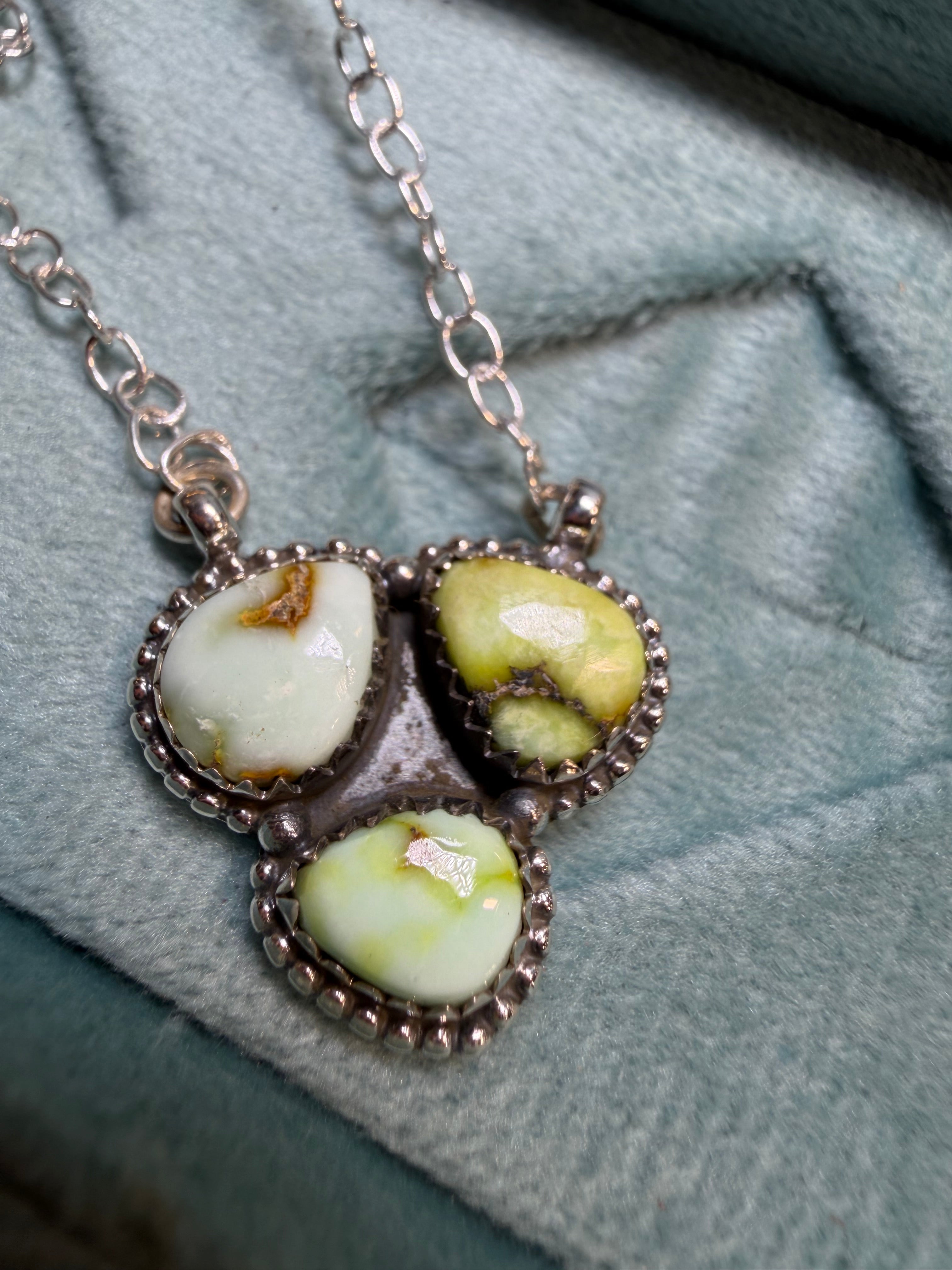 Desert Mosaic Three-Stone Necklace
