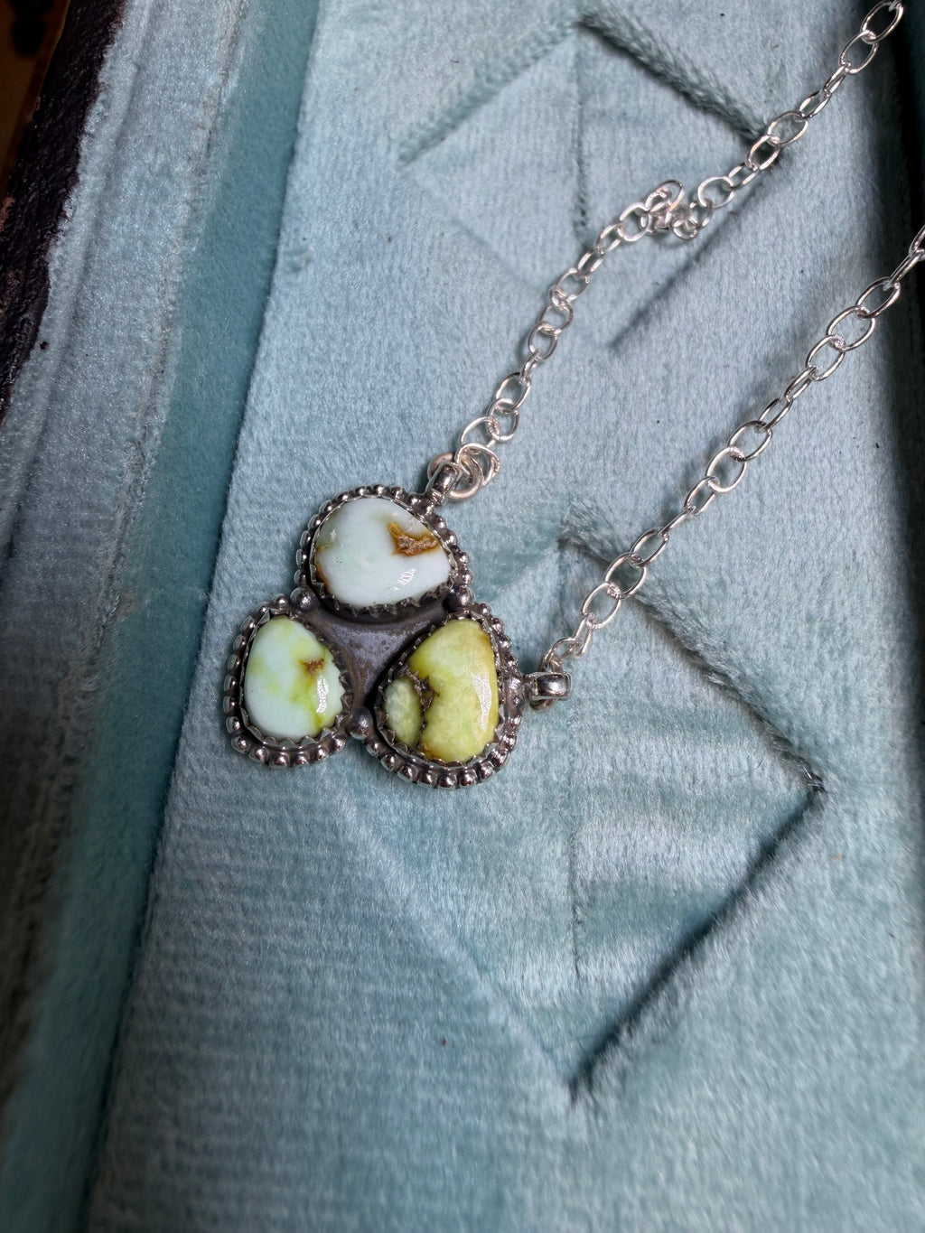 Desert Mosaic Three-Stone Necklace