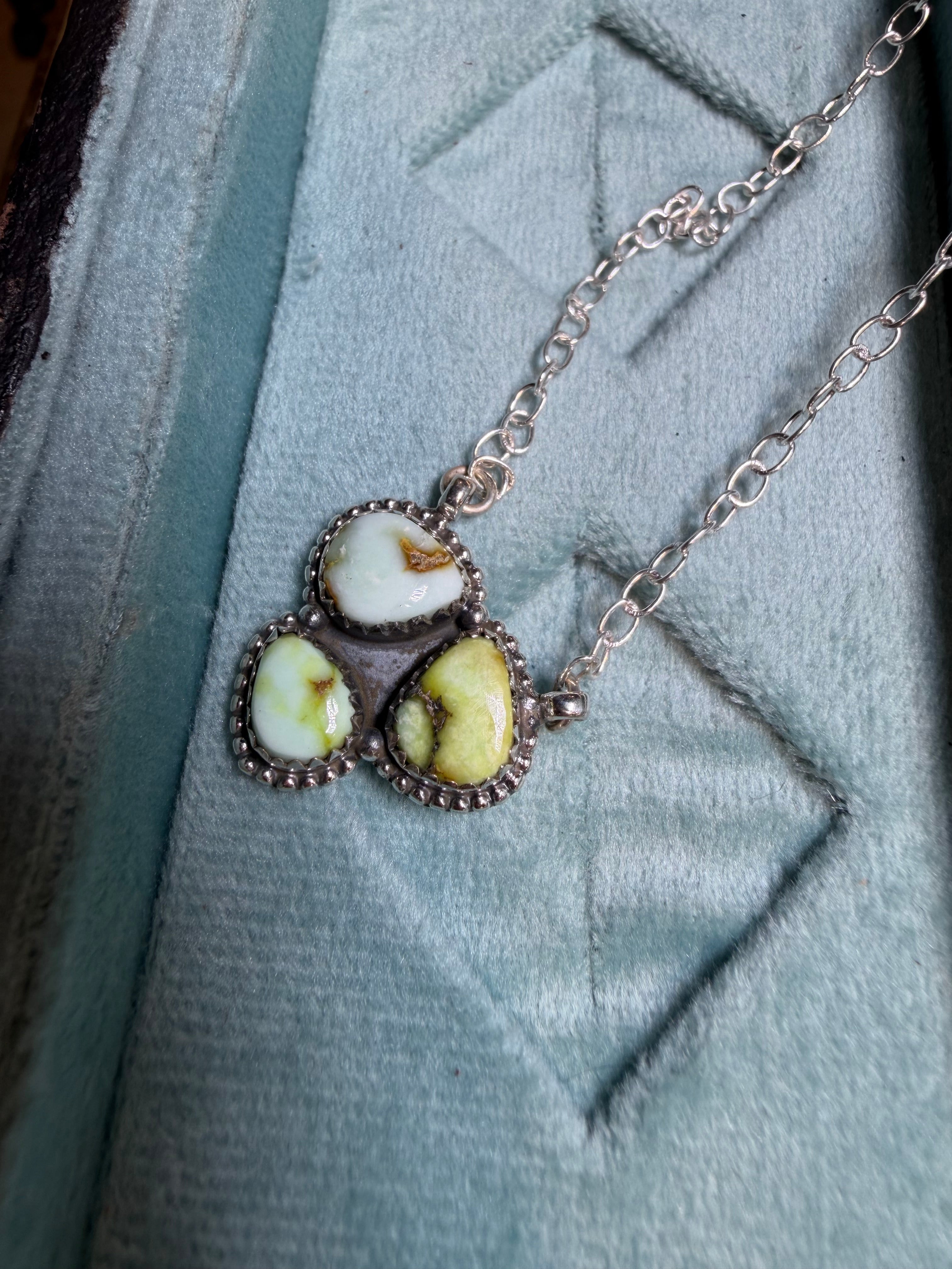 Desert Mosaic Three-Stone Necklace