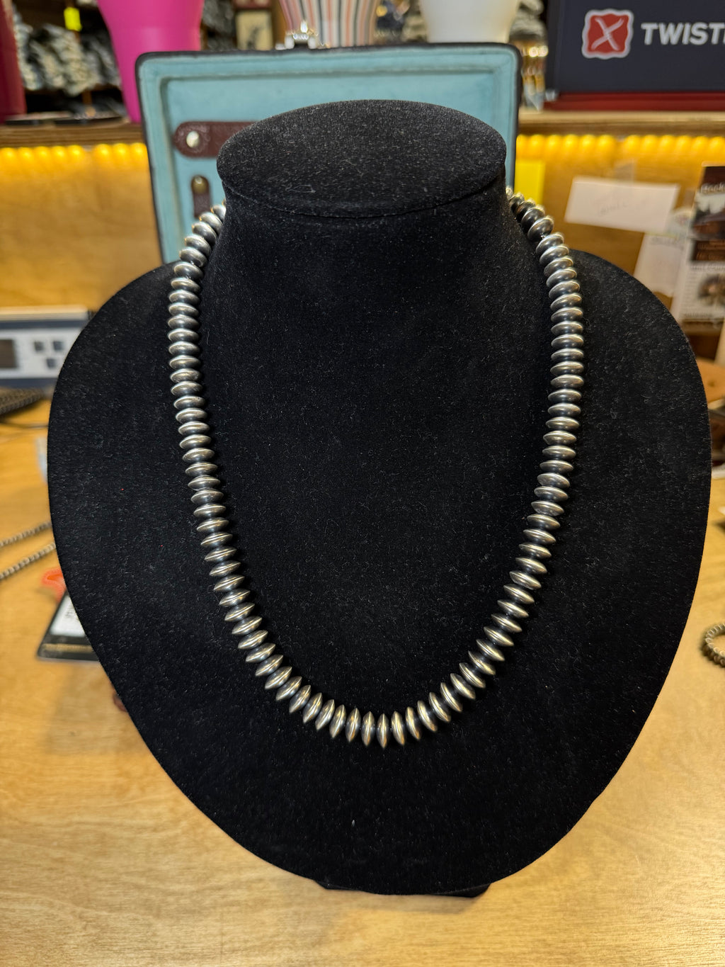 Classic Sterling Silver Saucer Bead Neclace