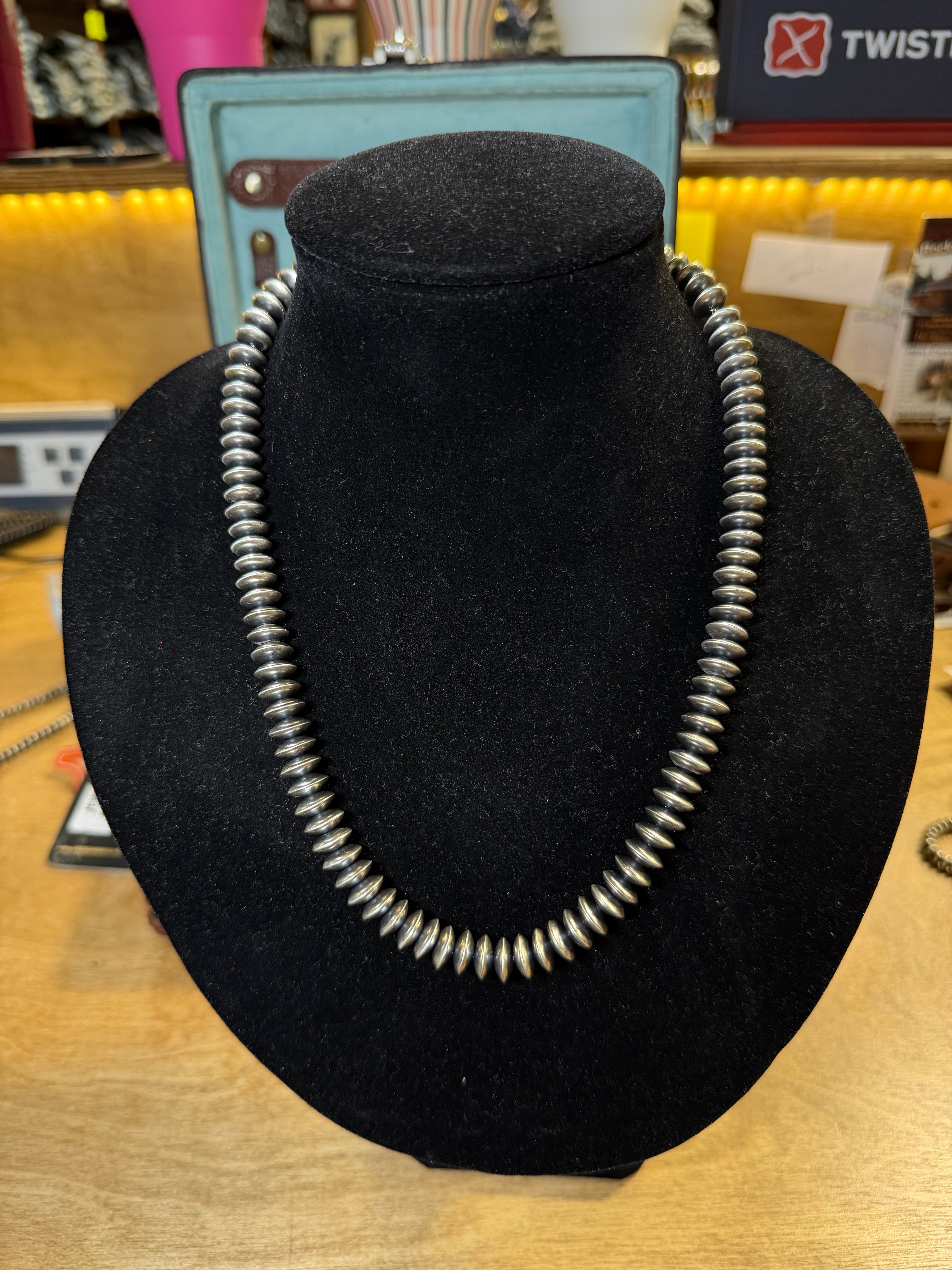 Classic Sterling Silver Saucer Bead Neclace