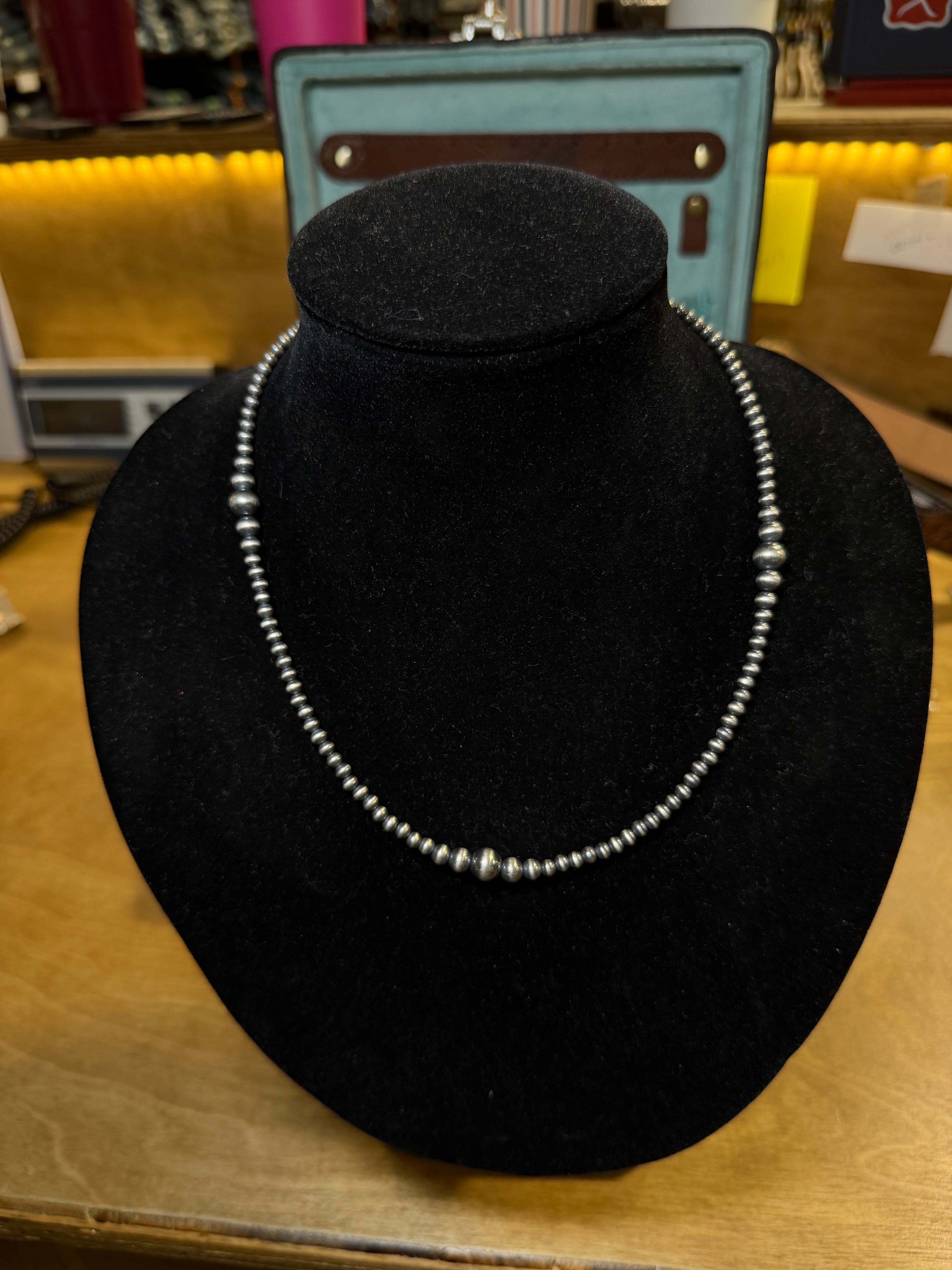 Graduated Sterling Silver Navajo Pearl Necklace