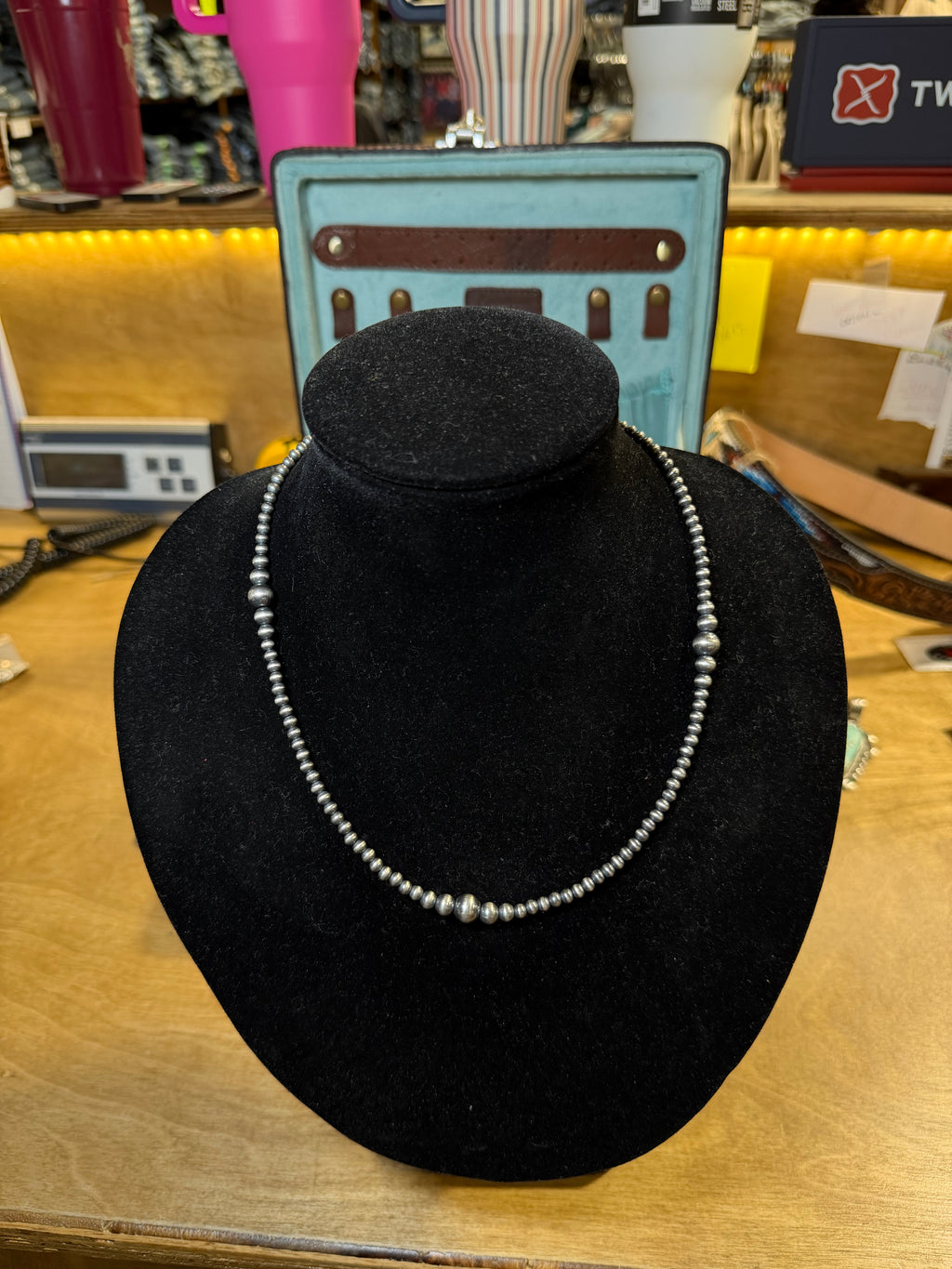 Graduated Sterling Silver Navajo Pearl Necklace