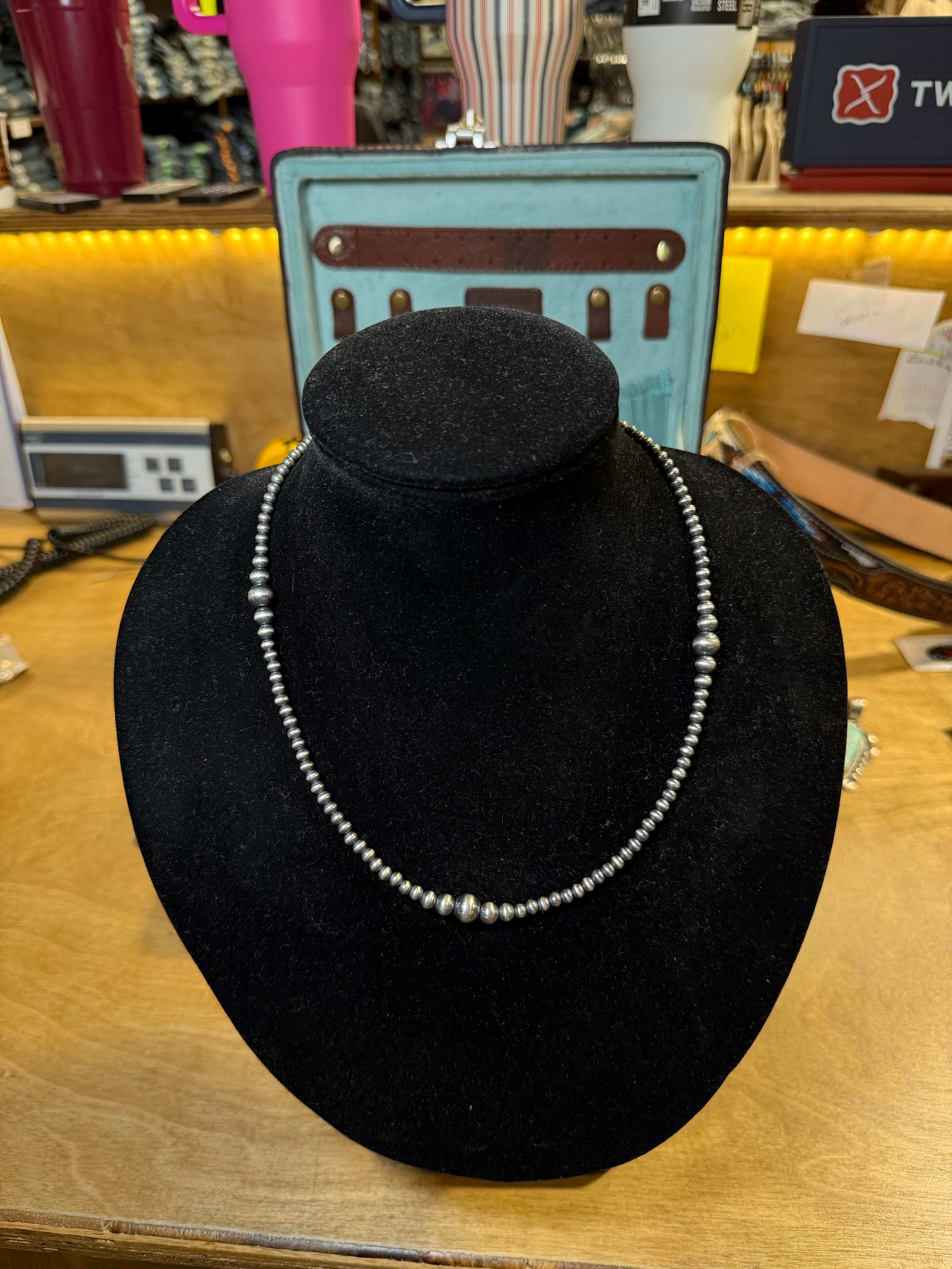Graduated Sterling Silver Navajo Pearl Necklace