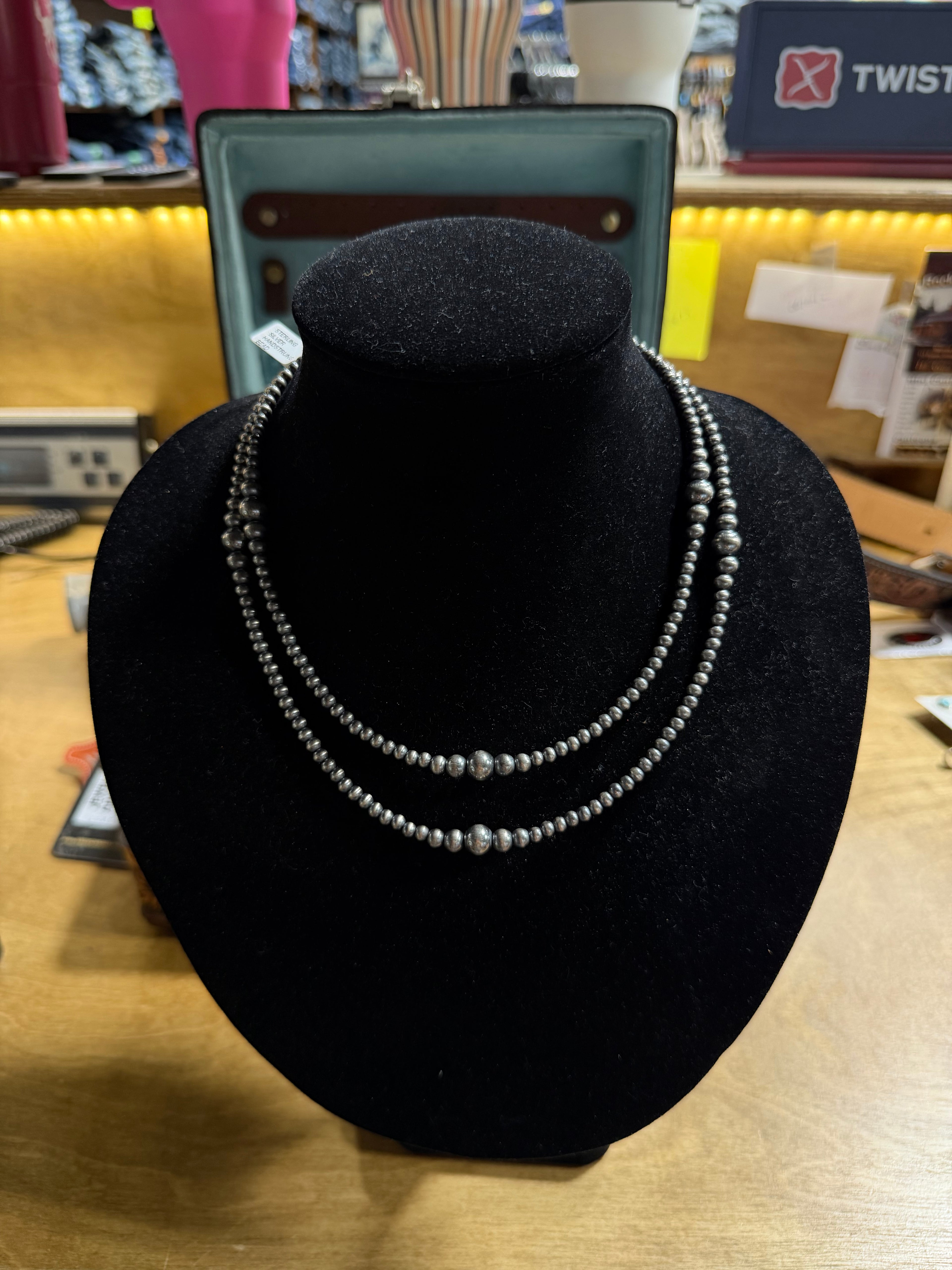 Graduated Sterling Silver Navajo Pearl Necklace