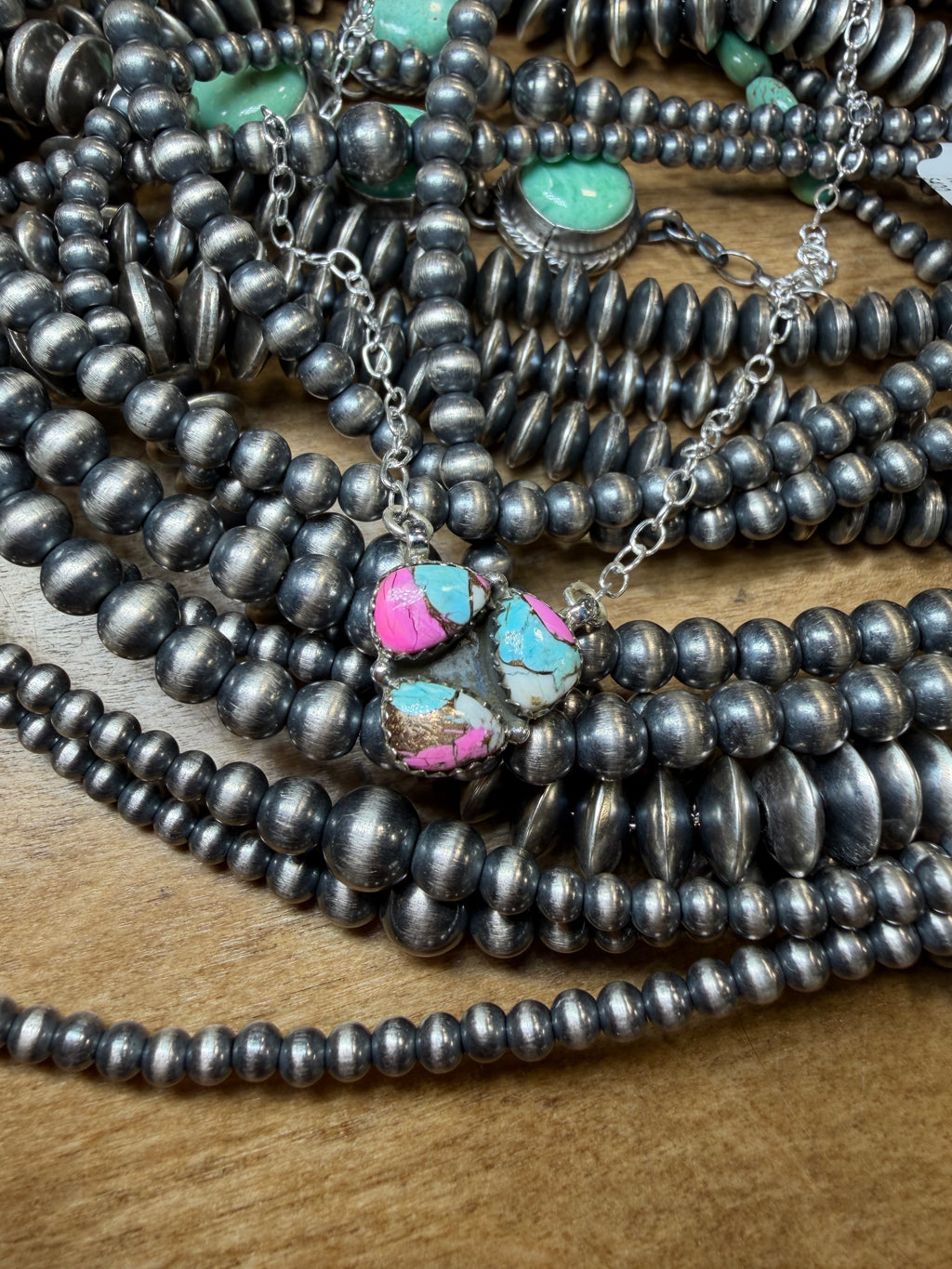 Desert Mosaic Three-Stone Necklace