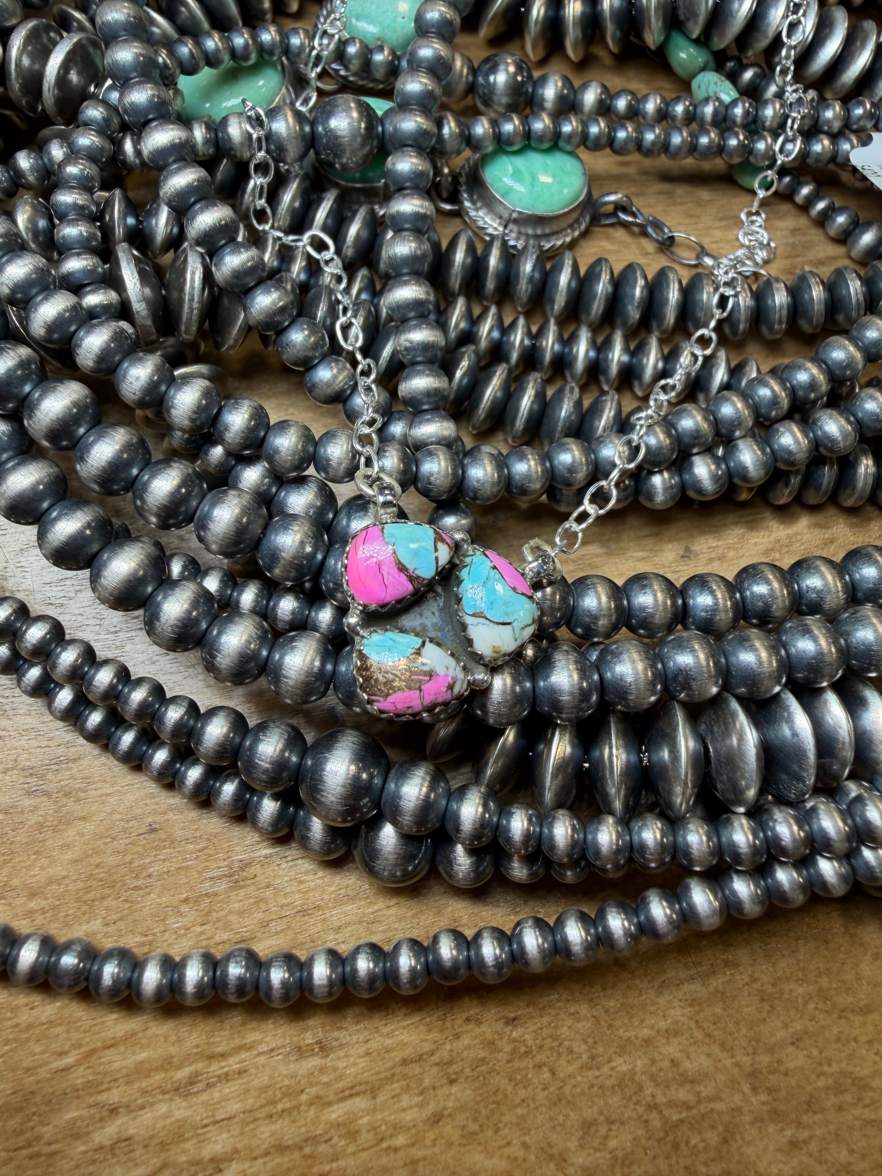 Desert Mosaic Three-Stone Necklace