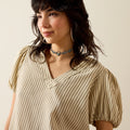 Ariat Kentucky Puff Sleeve Top – Ivy Green Stripe