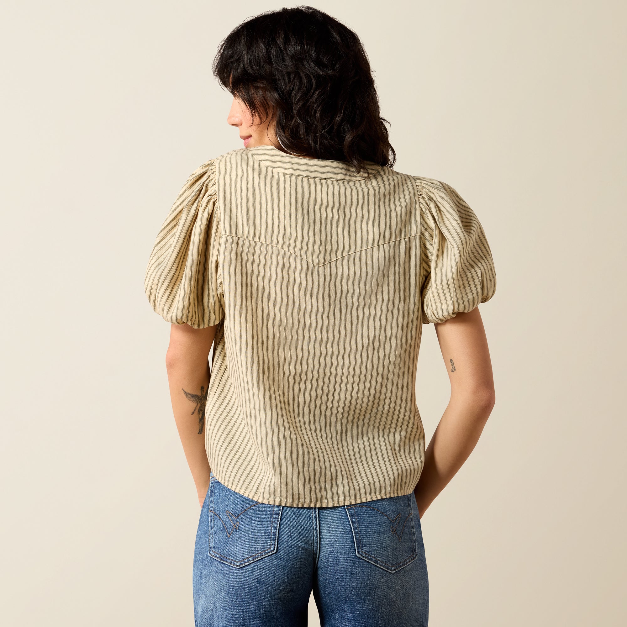 Ariat Kentucky Puff Sleeve Top – Ivy Green Stripe