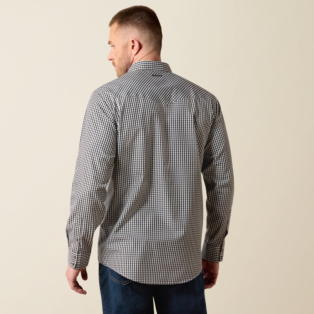 Ariat Wrinkle Free Classic Fit Snap Shirt – White & Black Small Plaid