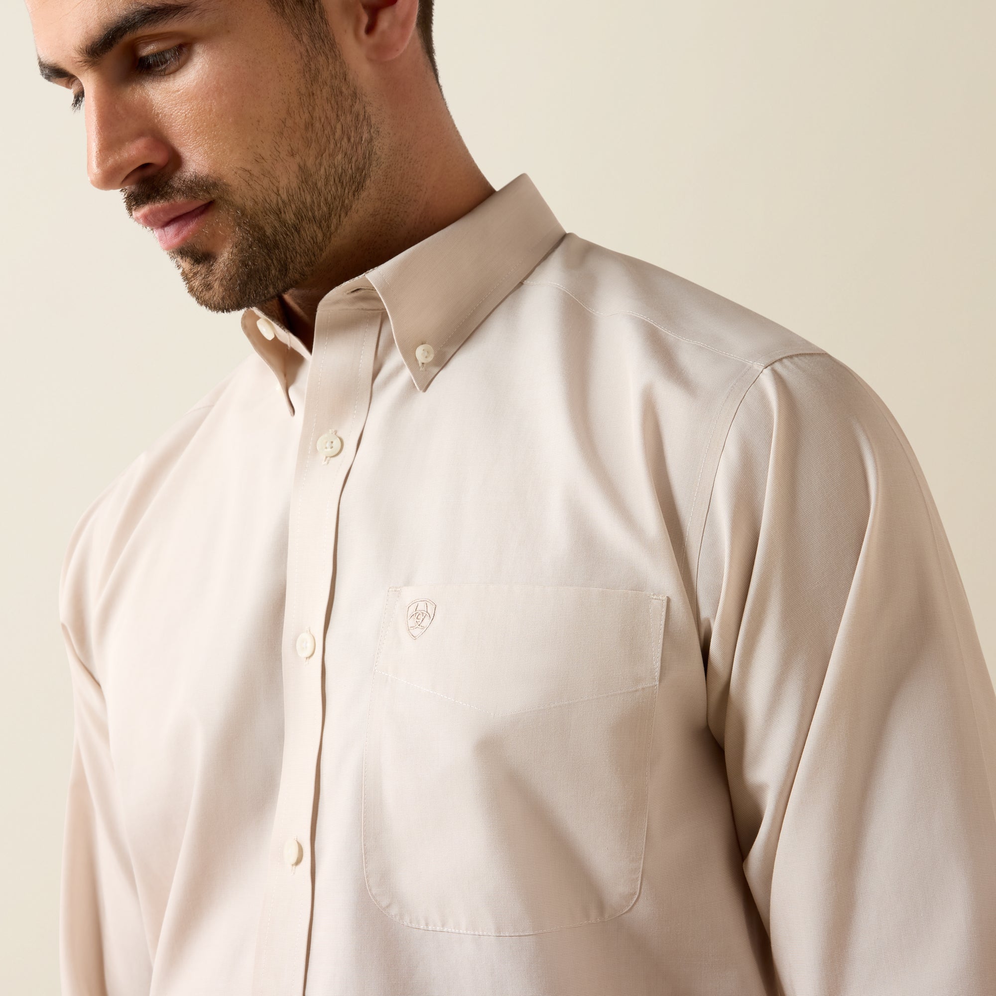 Ariat Wrinkle Free Solid Pinpoint Oxford Classic Fit Shirt – Savannah Tan