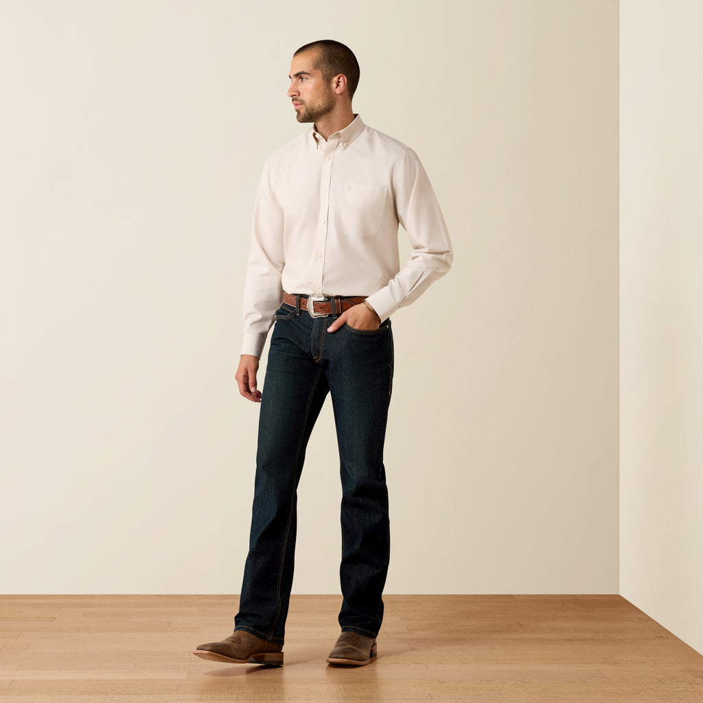 Ariat Wrinkle Free Solid Pinpoint Oxford Classic Fit Shirt – Savannah Tan