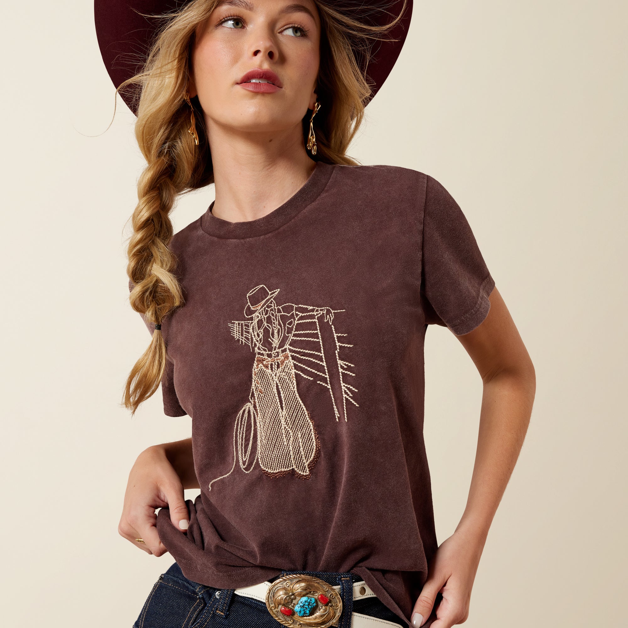 Ariat Rebel With A Cause T-Shirt – Chocolate Plum