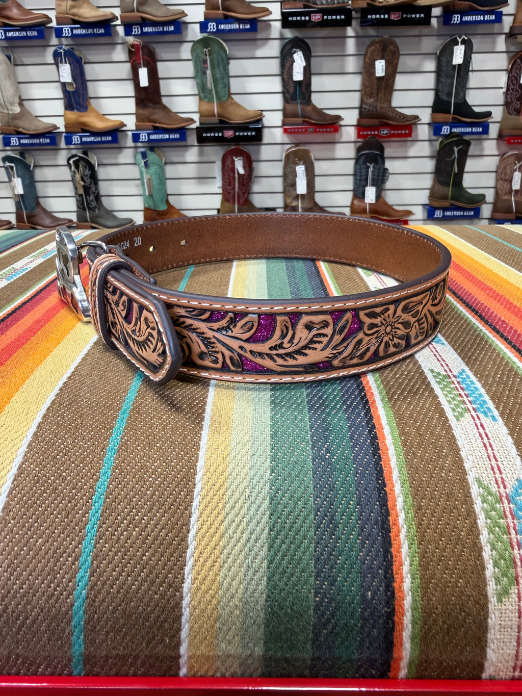 Angel Ranch Girl’s Pink Glitter Cowboy Hat Belt