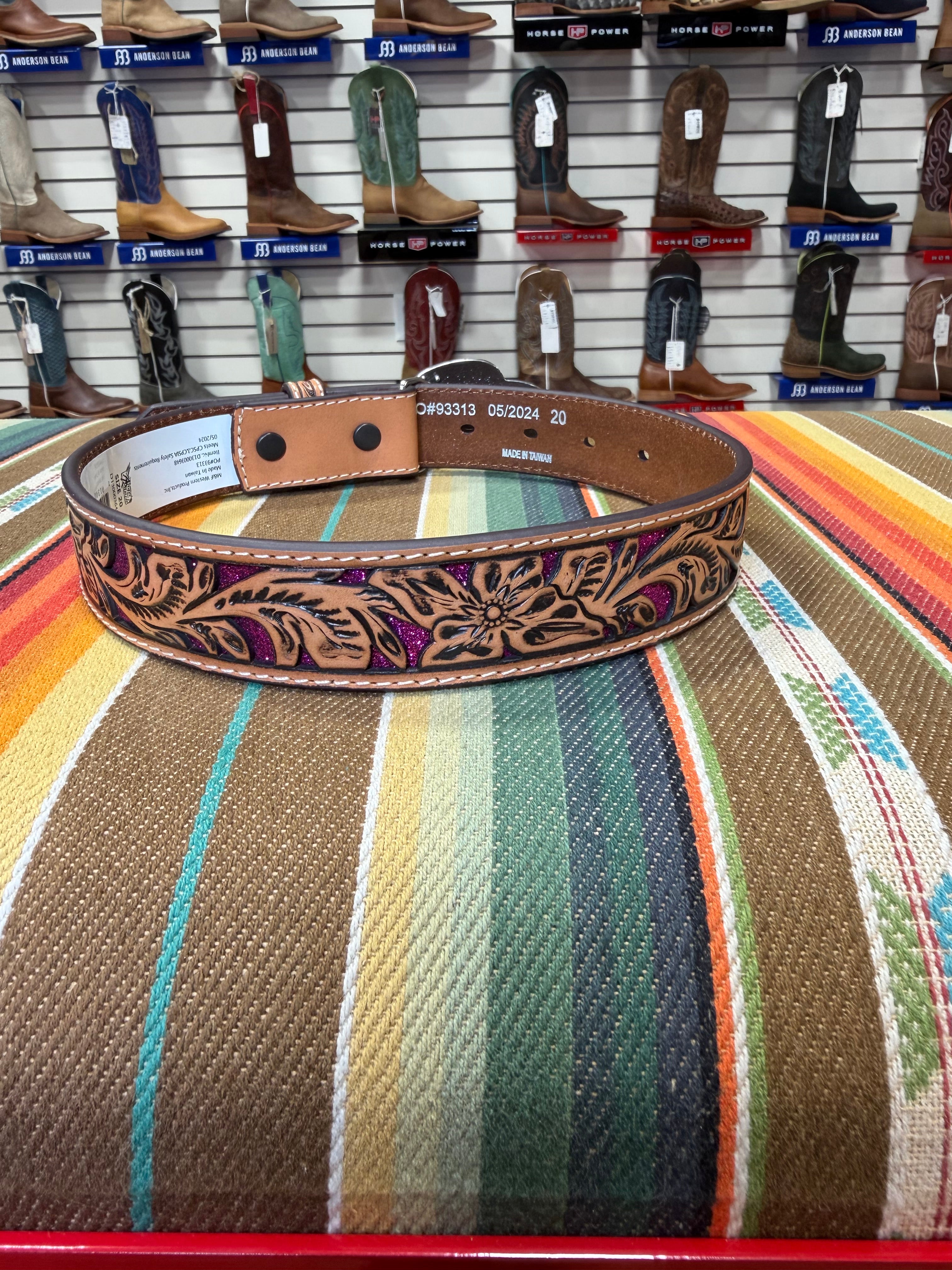 Angel Ranch Girl’s Pink Glitter Cowboy Hat Belt