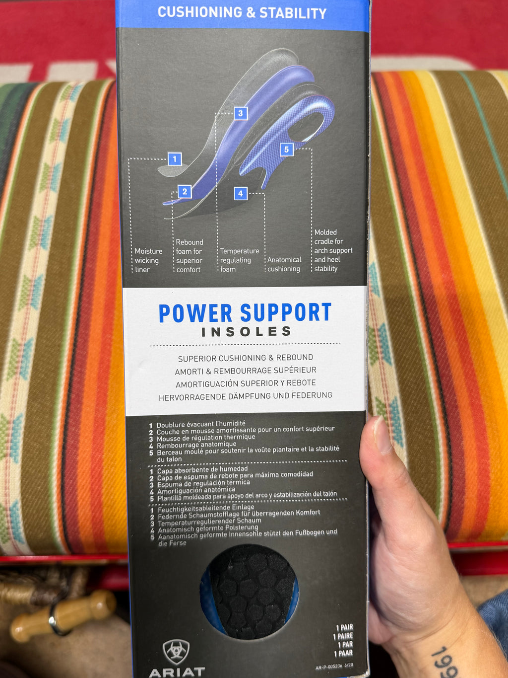 Ariat Men’s Power Support Insoles Wide Square Toe