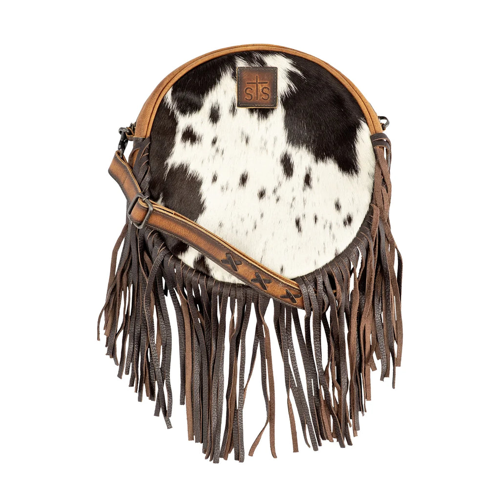 Guadalupe Cowhide Sage Circle Crossbody