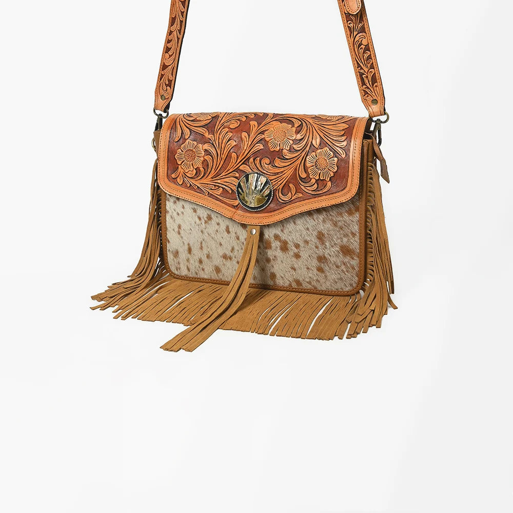Cowhide Crossbody Fringe Purse