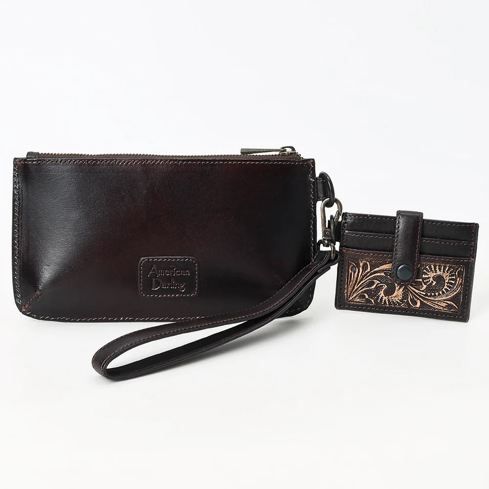 Tooled Leather Wristlet
