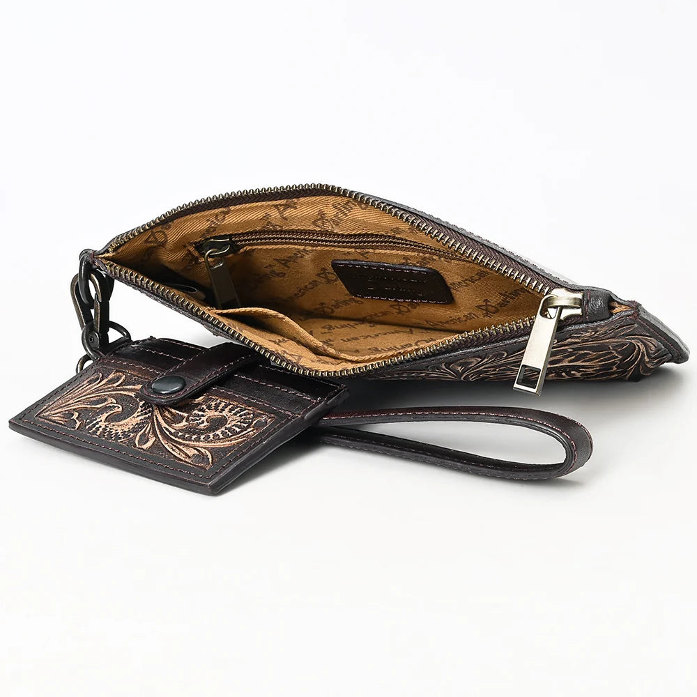 Tooled Leather Wristlet