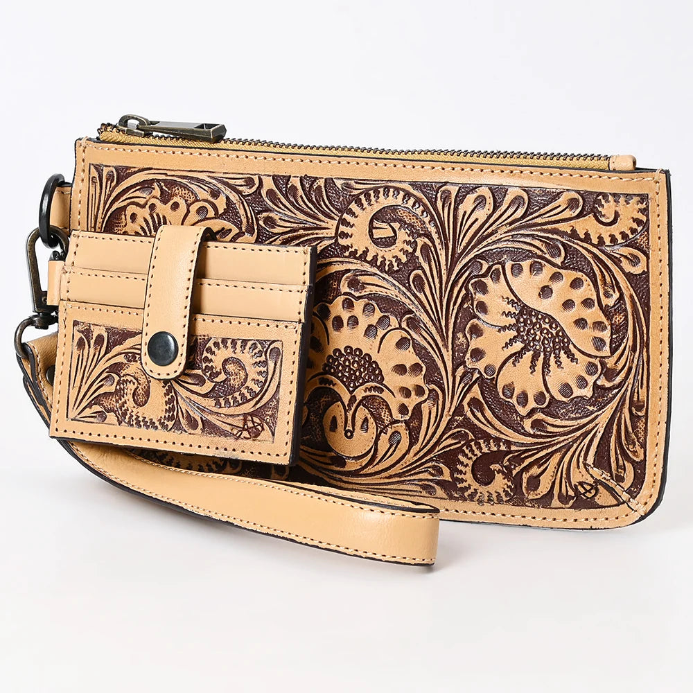 Tooled Leather Wristlet
