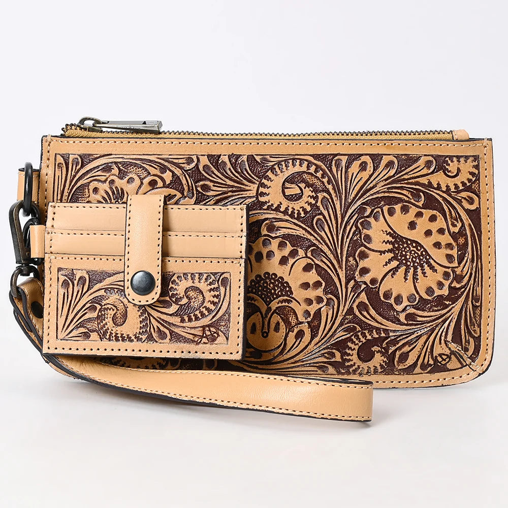 Tooled Leather Wristlet