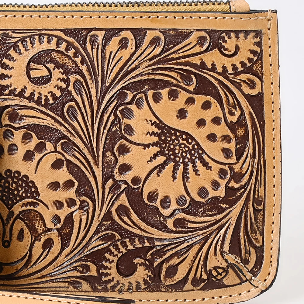 Tooled Leather Wristlet