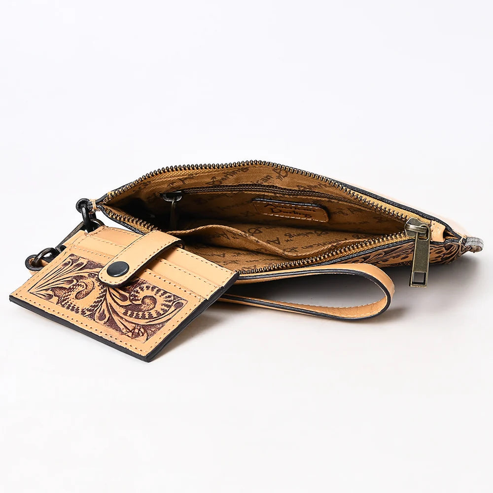 Tooled Leather Wristlet