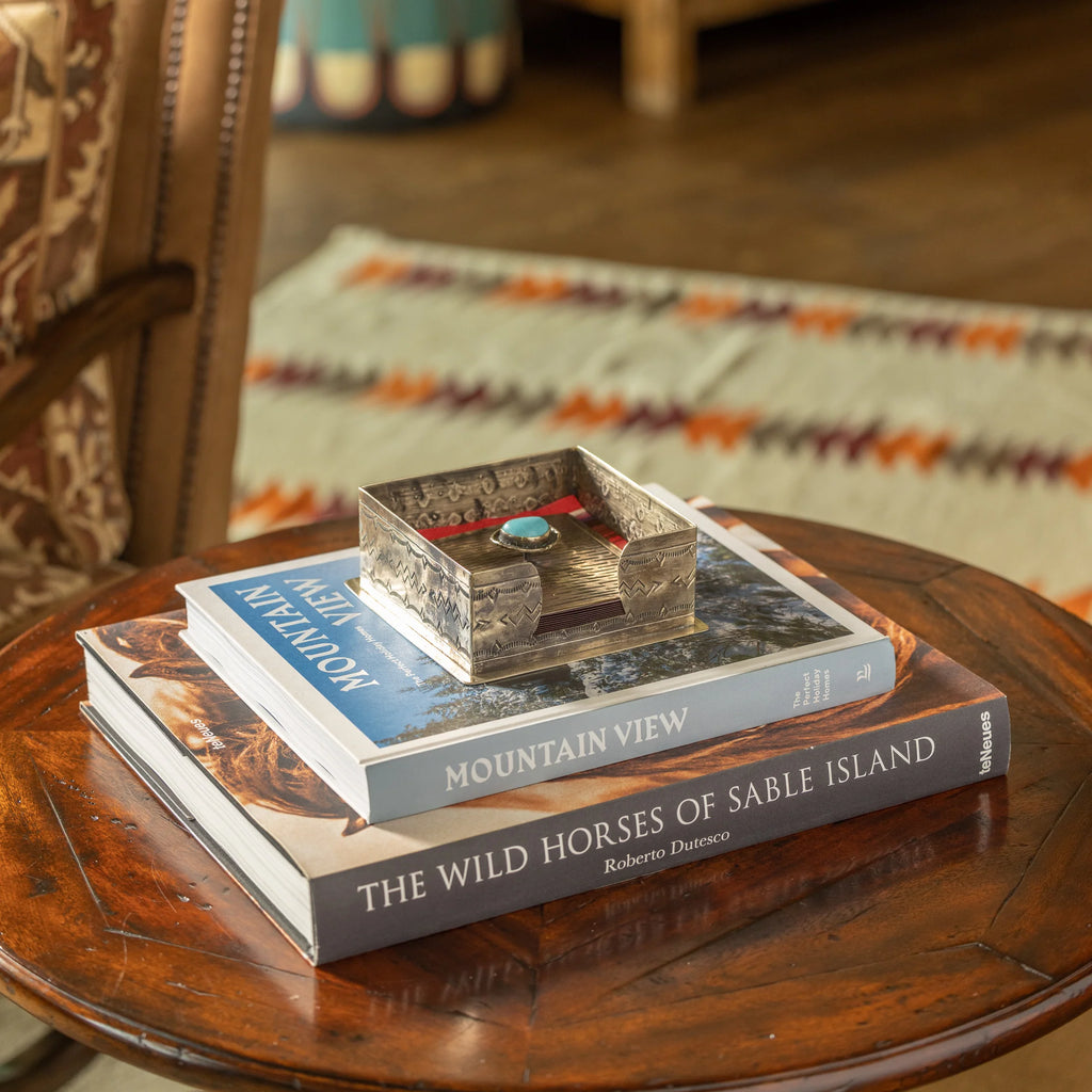 Cocktail Napkin Holder with Turquoise Lid