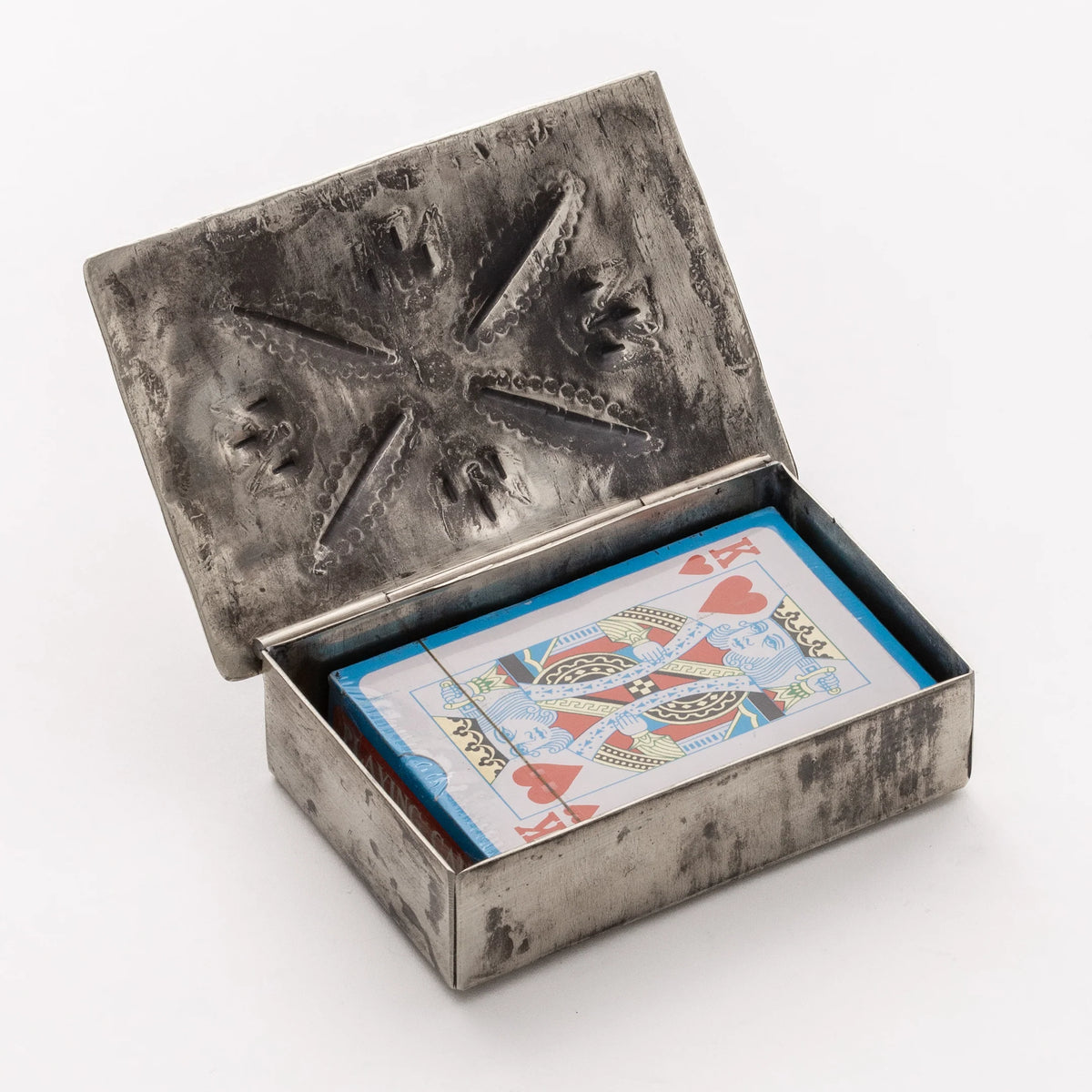 Stamped Repousse Box With Turquiose